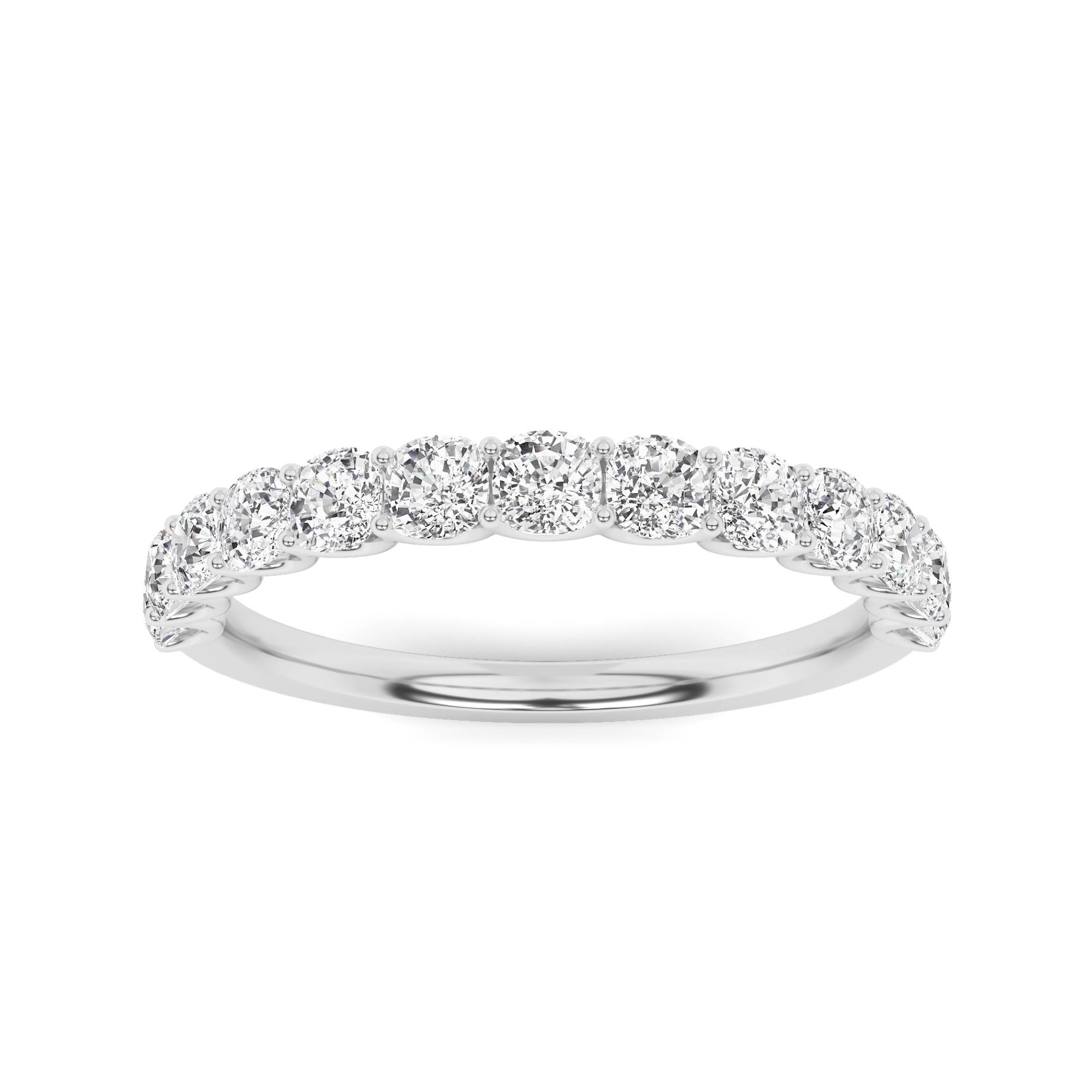 Stunning U Prong Round Cut Diamond Half Eternity Ring in 9K Yellow Gold