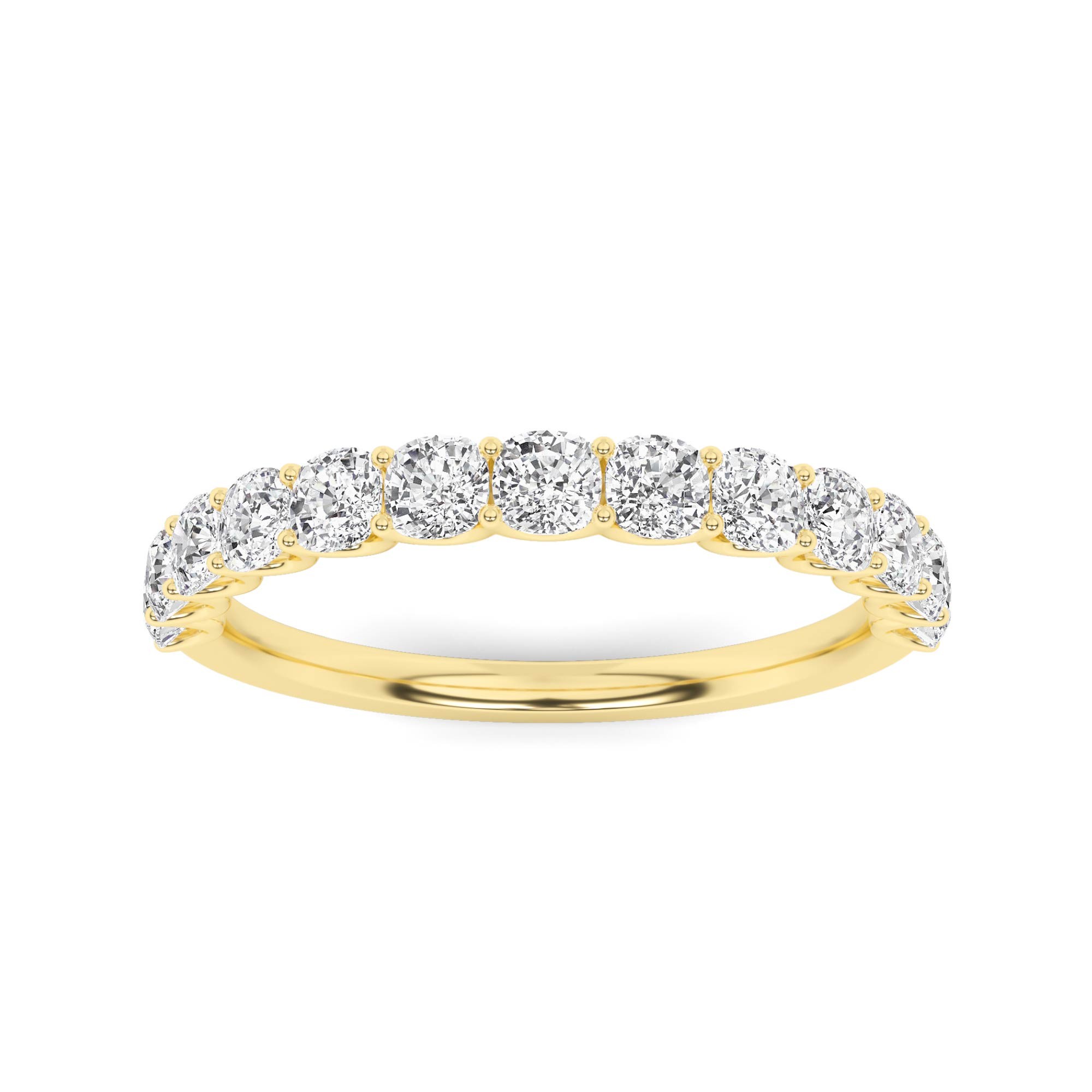 Stunning U Prong Round Cut Diamond Half Eternity Ring in 9K Yellow Gold