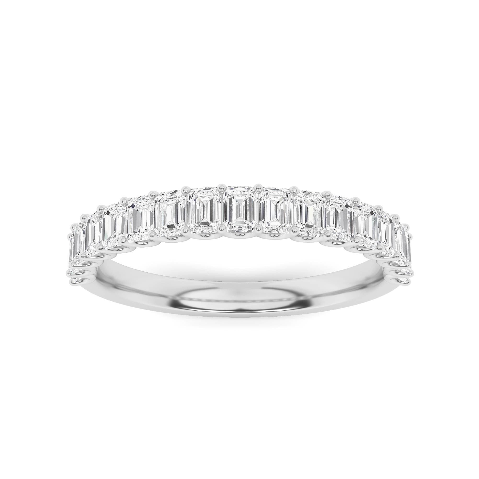 Stunning U Prong Emerald Cut Diamond Half Eternity Ring in 9K Rose Gold