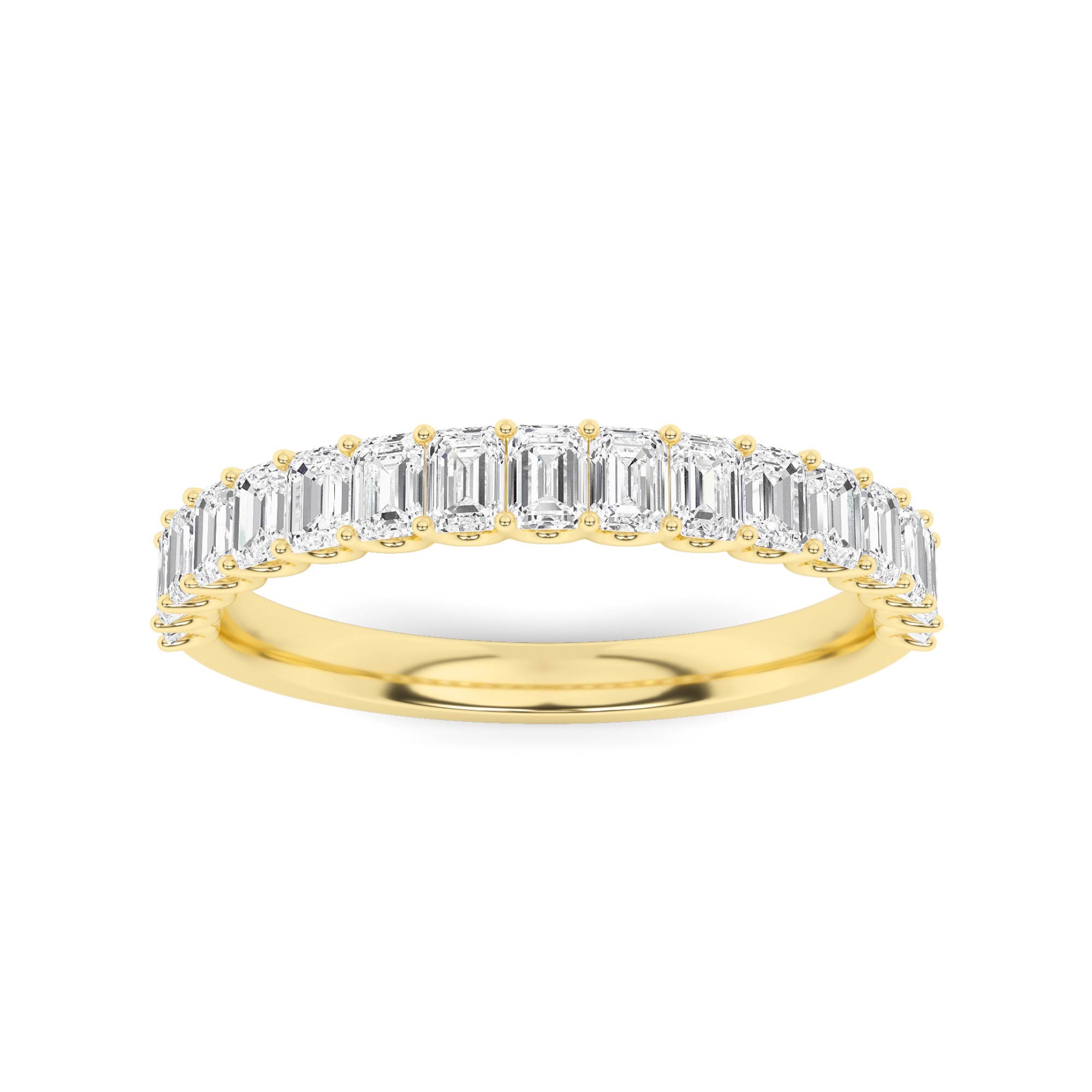 Stunning U Prong Emerald Cut Diamond Half Eternity Ring in 9K Rose Gold