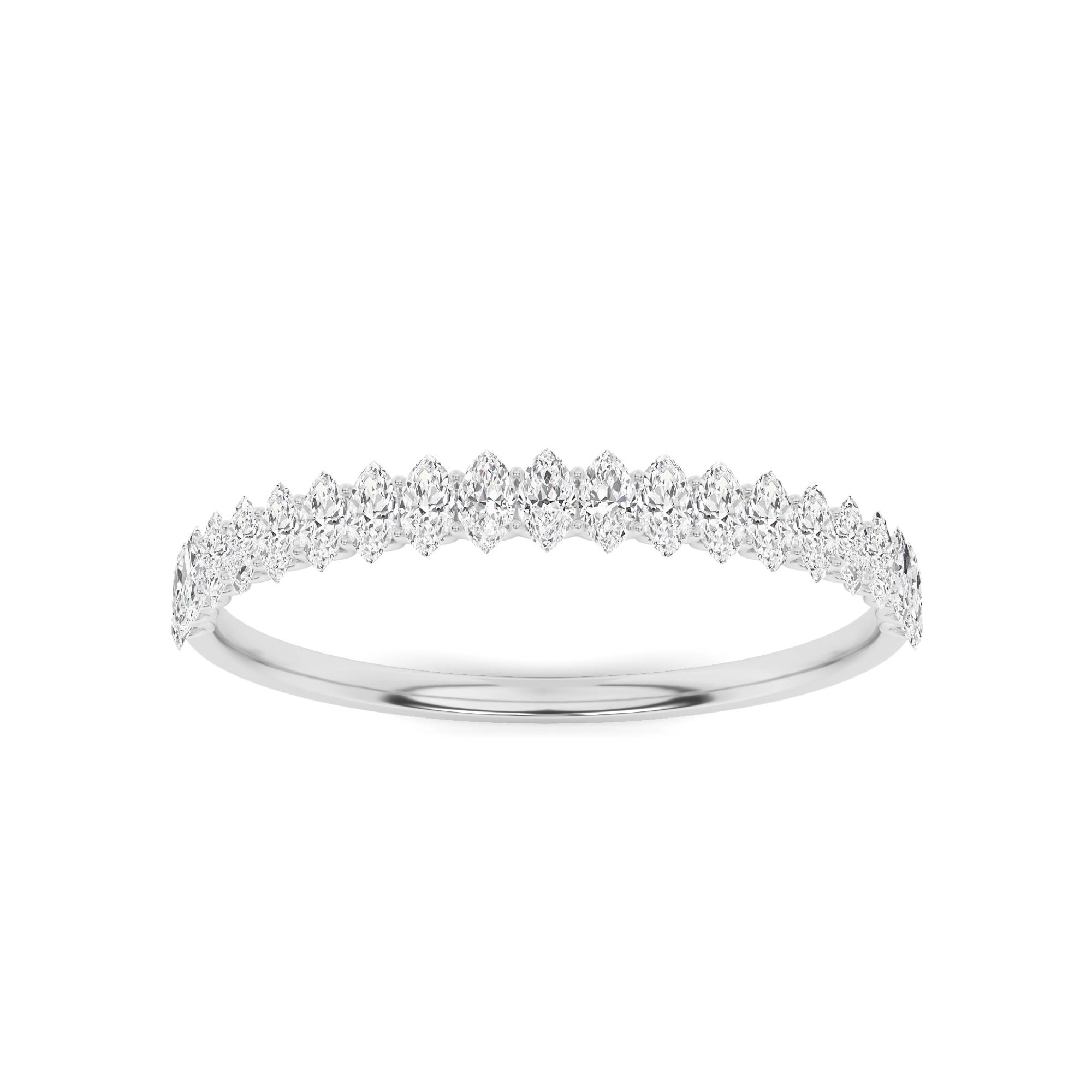 Elegant U Prong Marquise Cut Diamond Half Eternity in 9K White Gold