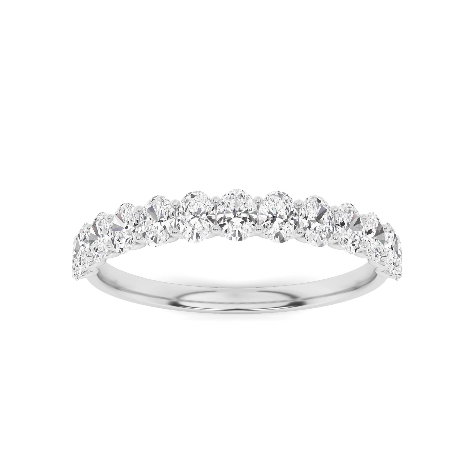 Elegant U Prong Oval Cut Diamond Half Eternity in 9K Yellow Gold