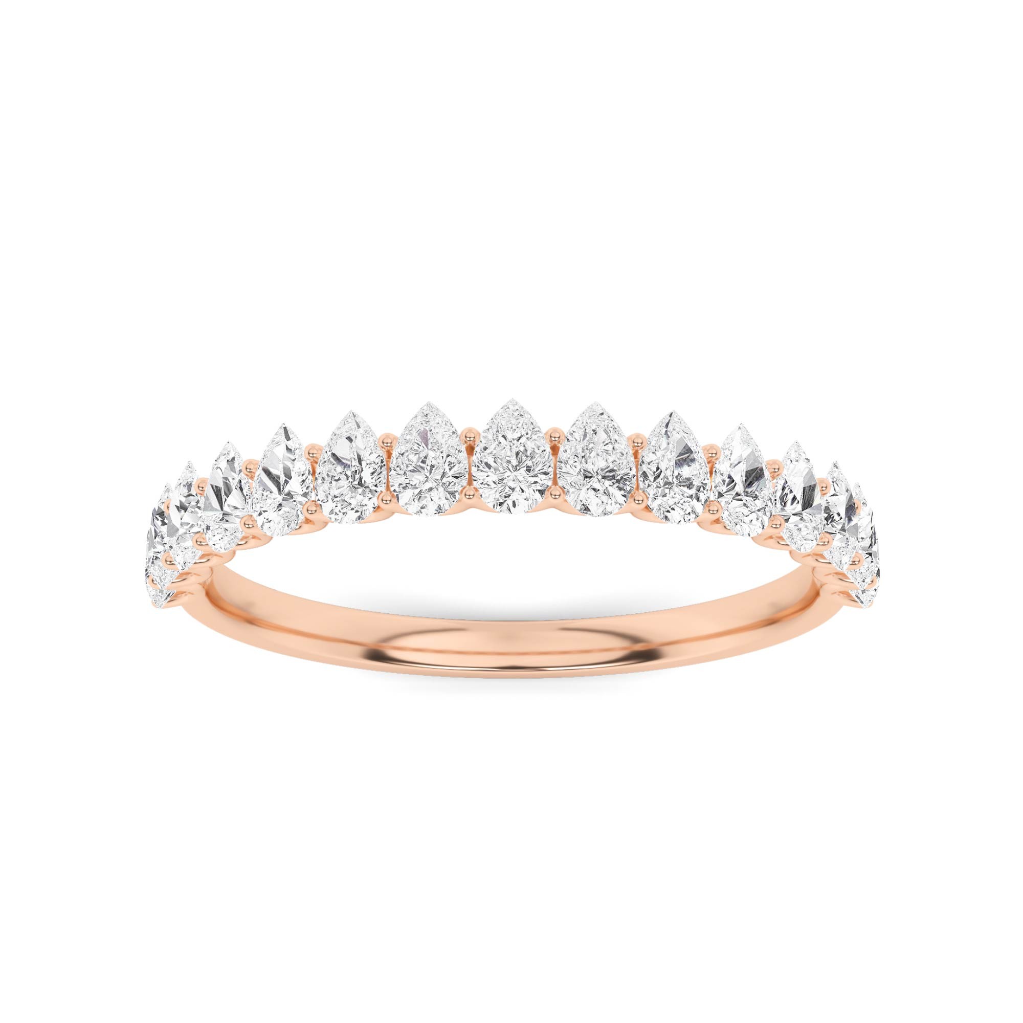 Signature Open Setting Pear Cut Diamond Half Eternity in 9K Rose Gold