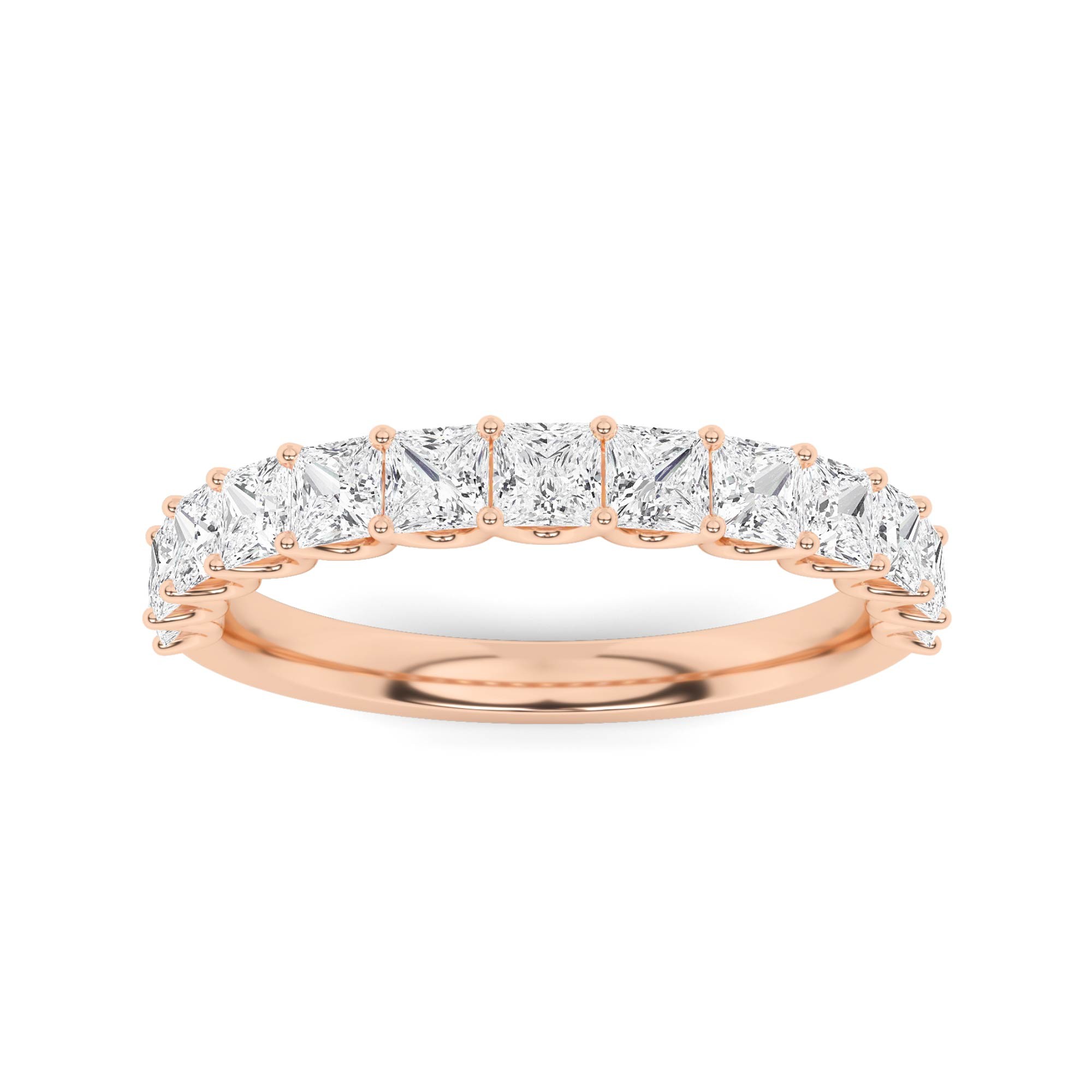 Signature Open Setting Princess Cut Diamond Half Eternity in 9K Rose Gold