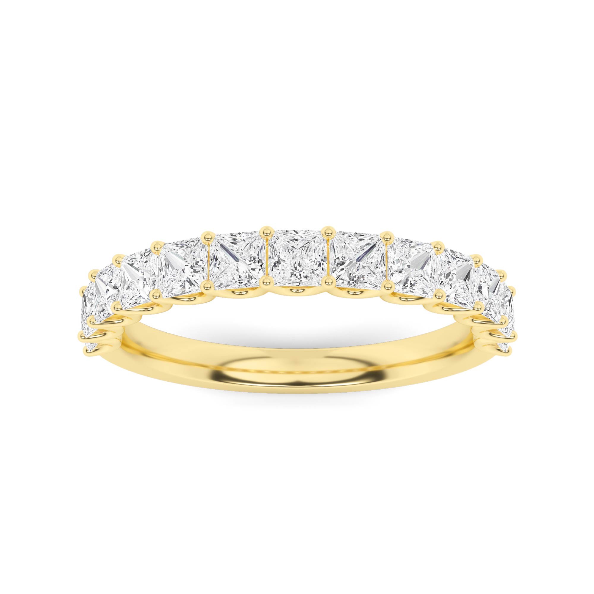 Signature Open Setting Princess Cut Diamond Half Eternity in 9K Yellow Gold