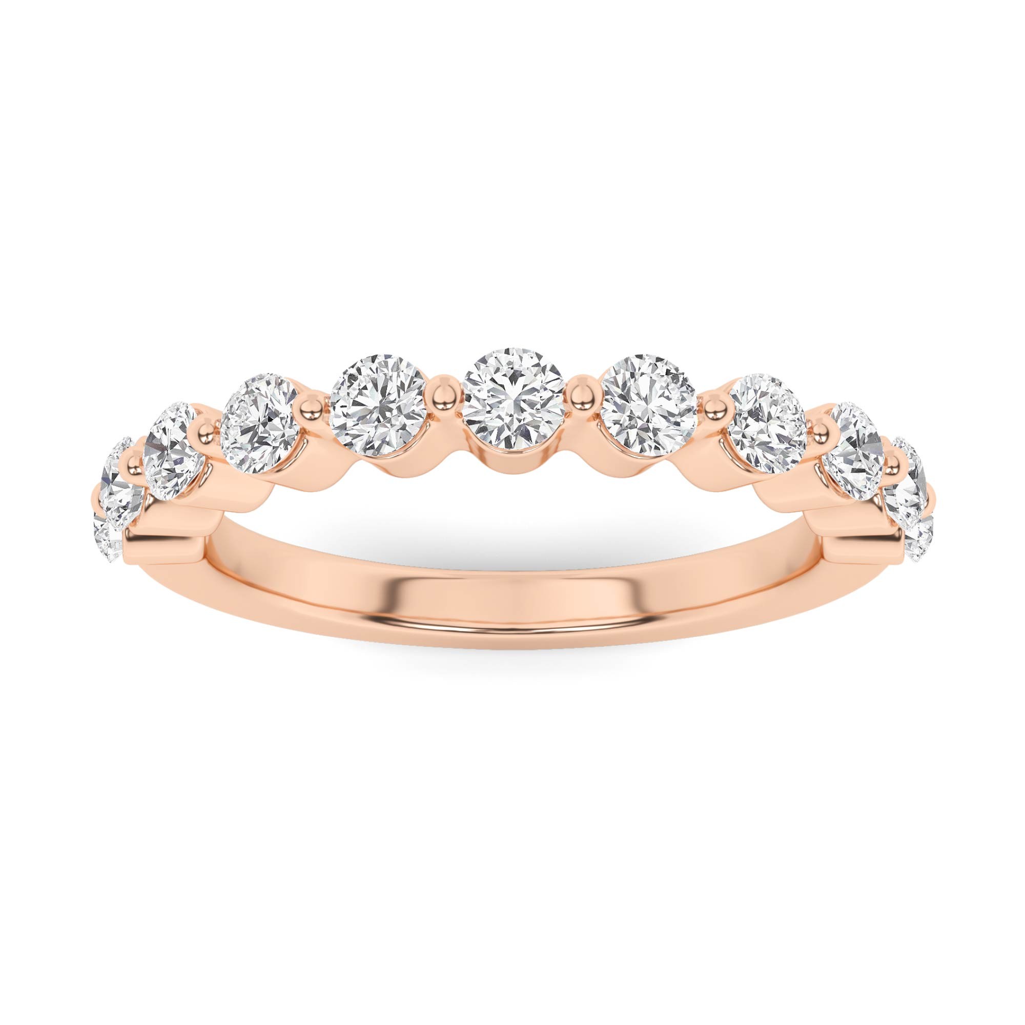 Promise Shared Prong Round Cut Diamond Half Eternity Ring in 9K White Gold