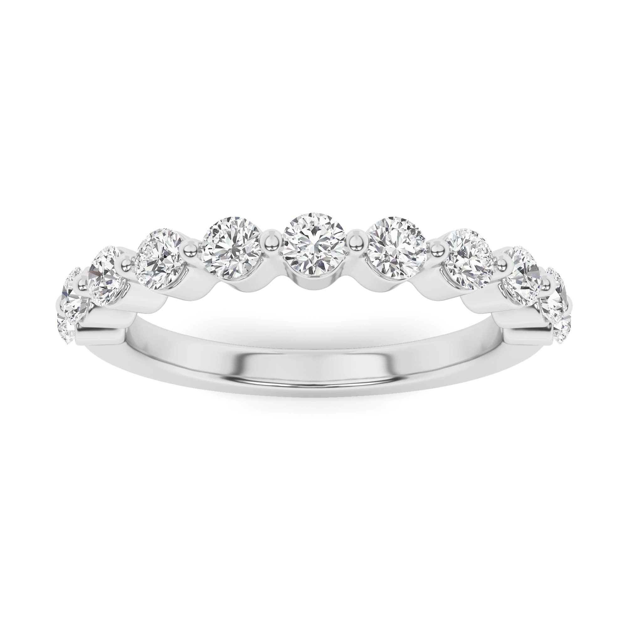 Promise Shared Prong Round Cut Diamond Half Eternity Ring in 9K White Gold