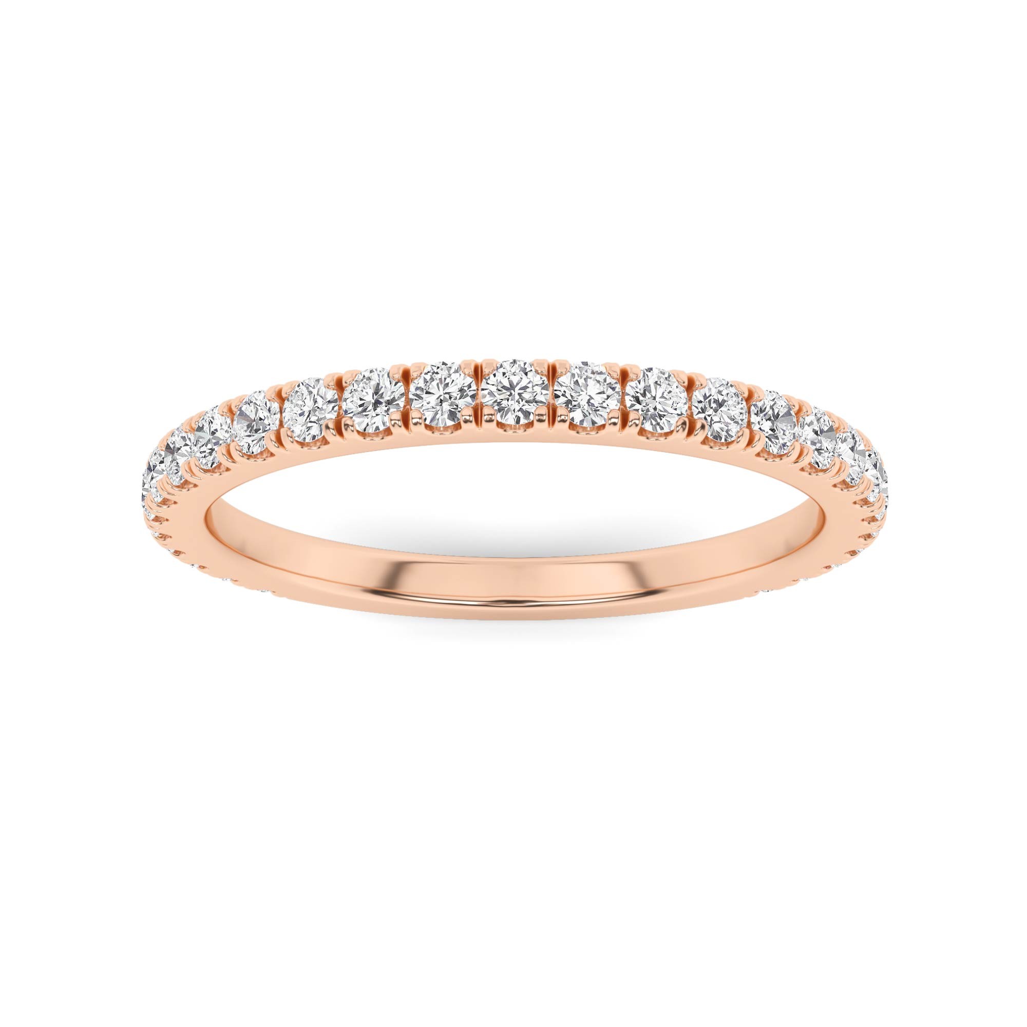 Stackable 2MM Square Prong Round Cut Diamond Half Eternity Ring in 9K Rose Gold