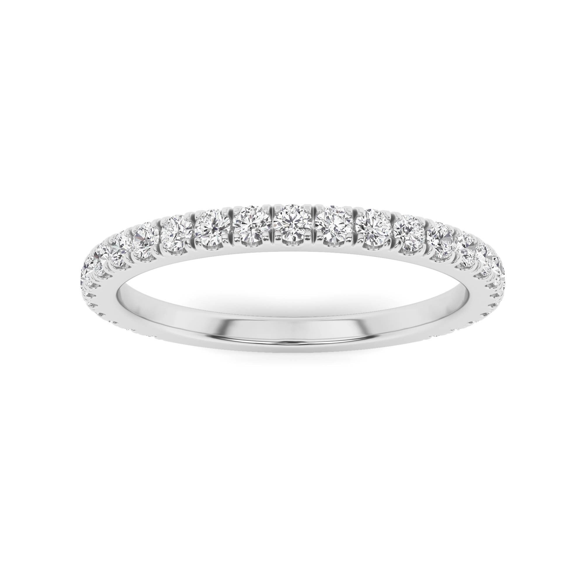 Stackable 2MM Square Prong Round Cut Diamond Half Eternity Ring in 9K Silver