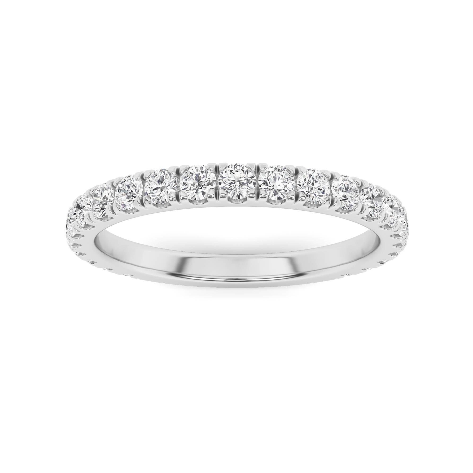 Stackable 3MM Square Prong Round Cut Diamond Half Eternity Ring in 9K White Gold