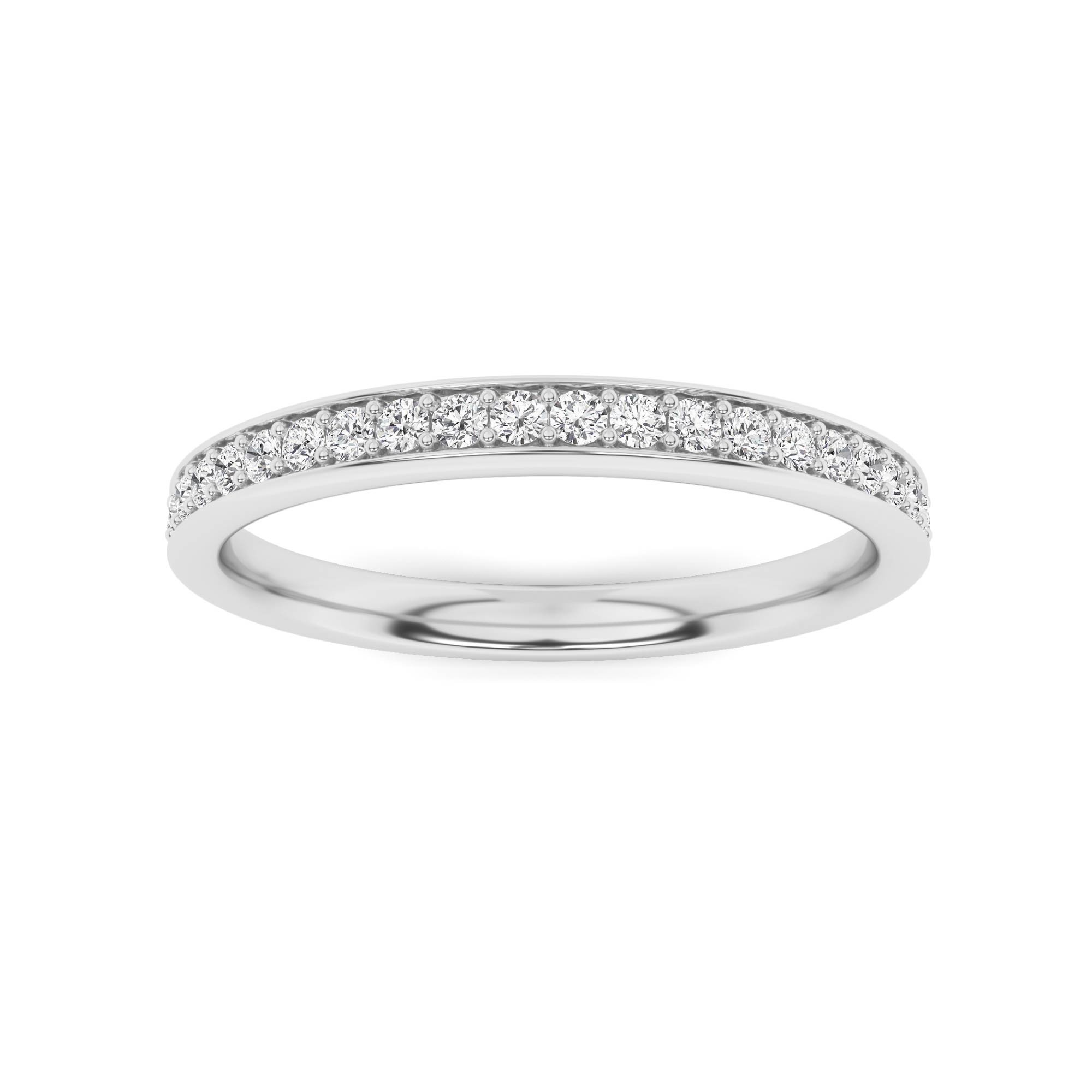 Stackable Pave Set Round Cut Diamond Half Eternity Ring in 9K White Gold