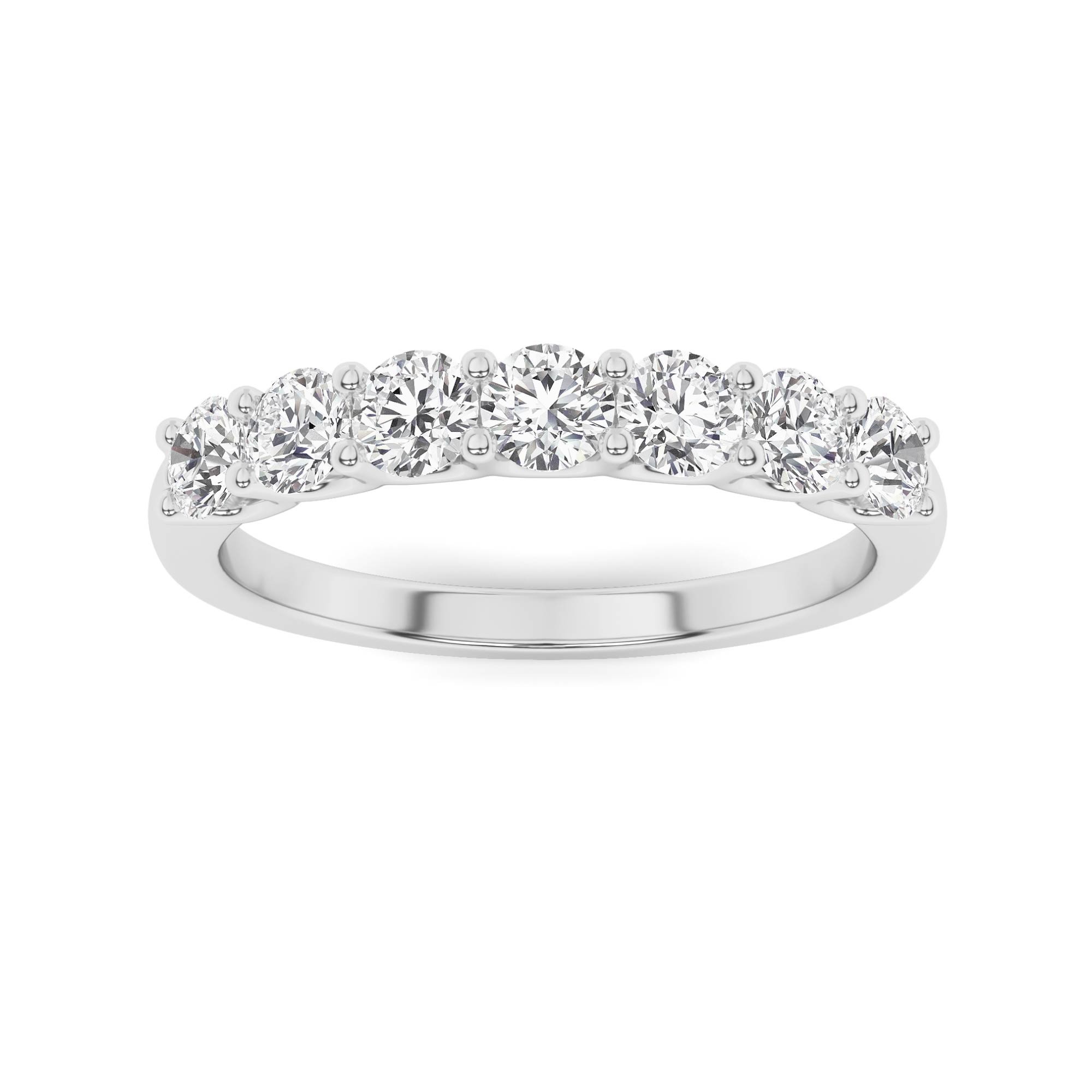 7 Stone U Prong Round Cut Diamond Eternity Ring in 9K White Gold
