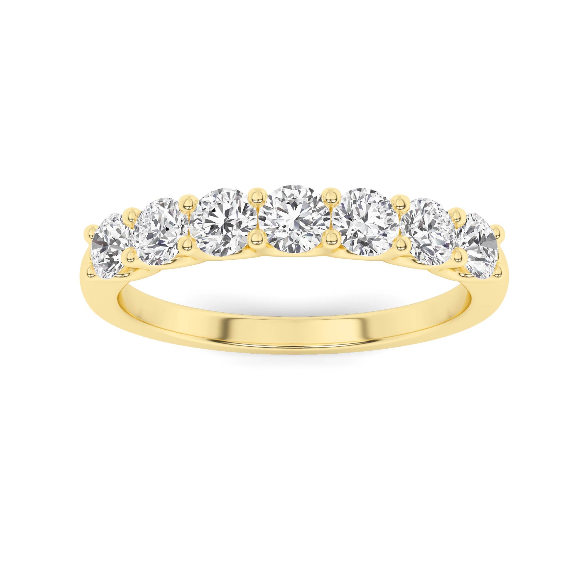 7 Stone U Prong Round Cut Diamond Eternity Ring in 9K White Gold