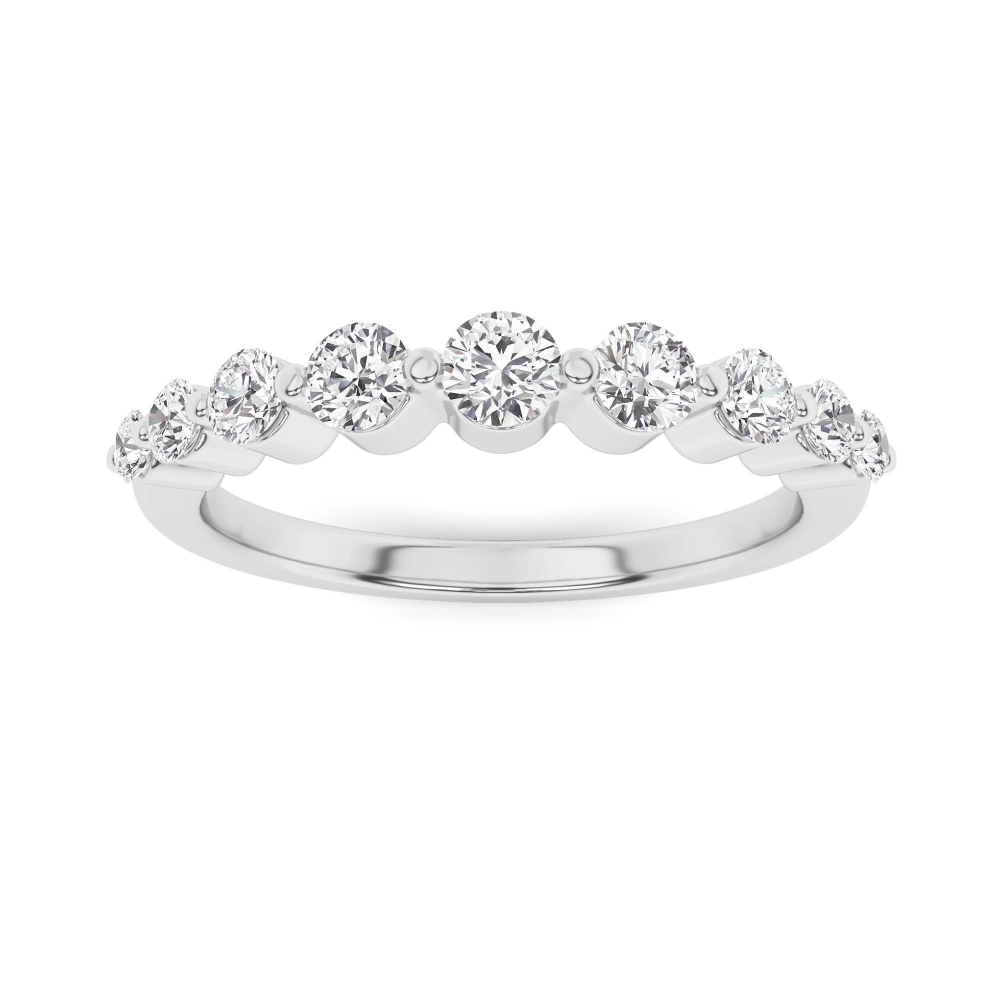 Graduating Prong Set Round Cut Diamond Eternity Ring in 9K White Gold
