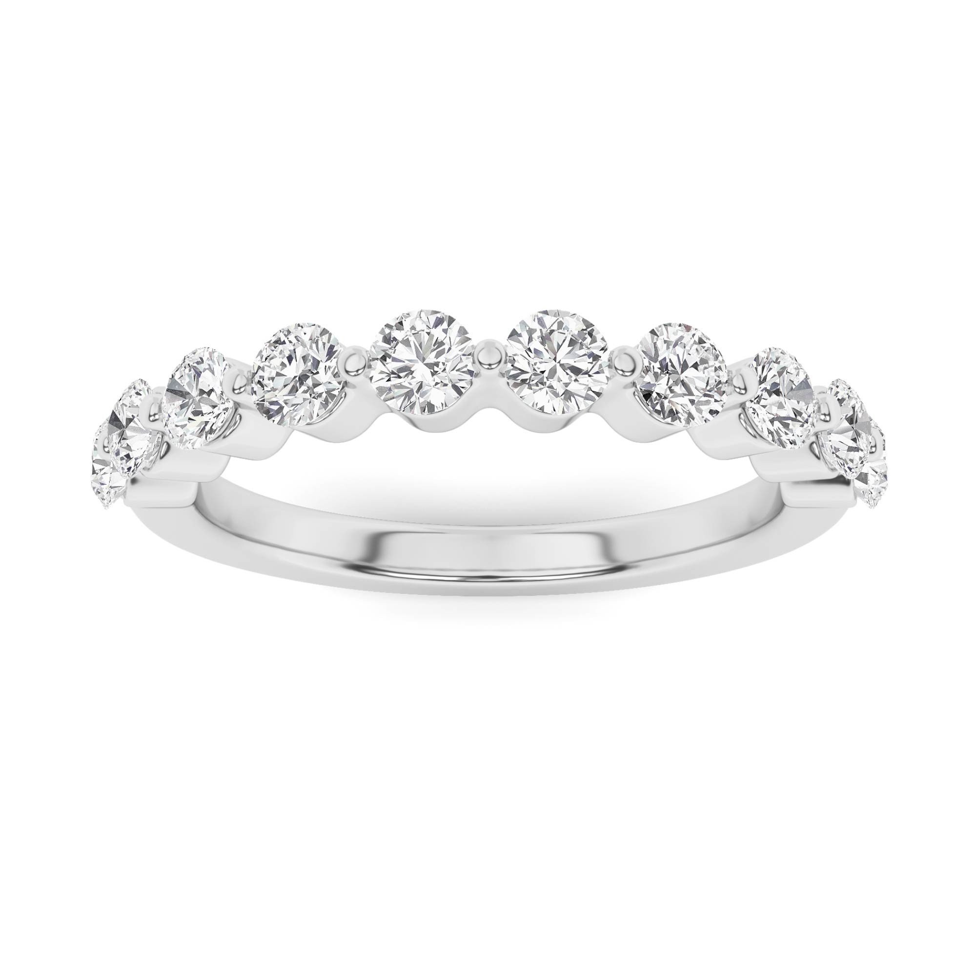 Elegant Shared Prong Round Cut Diamond Wedding Ring in 9K Yellow Gold