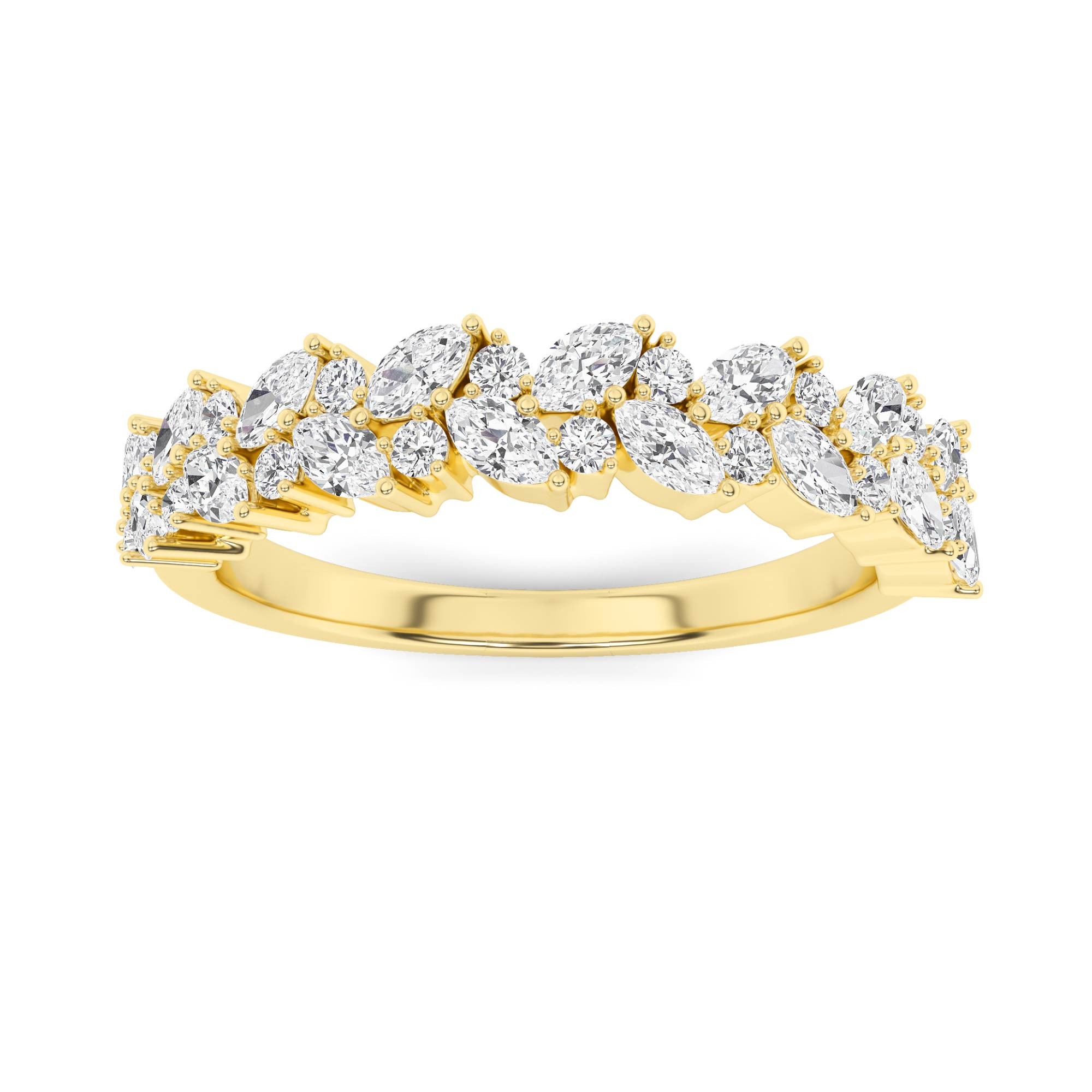 Beautiful  Cluster Setting Round & Pear Cut Diamond Eternity Ring in 9K Rose Gold