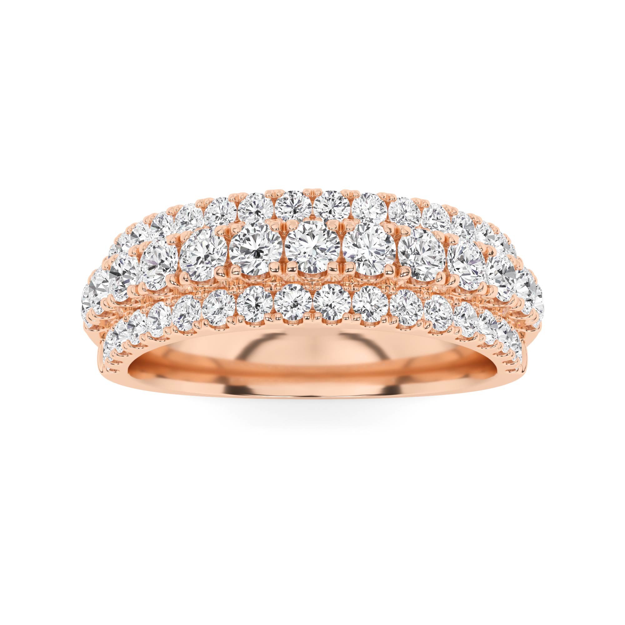 Designer Triple-Row Diamond Cocktail Ring