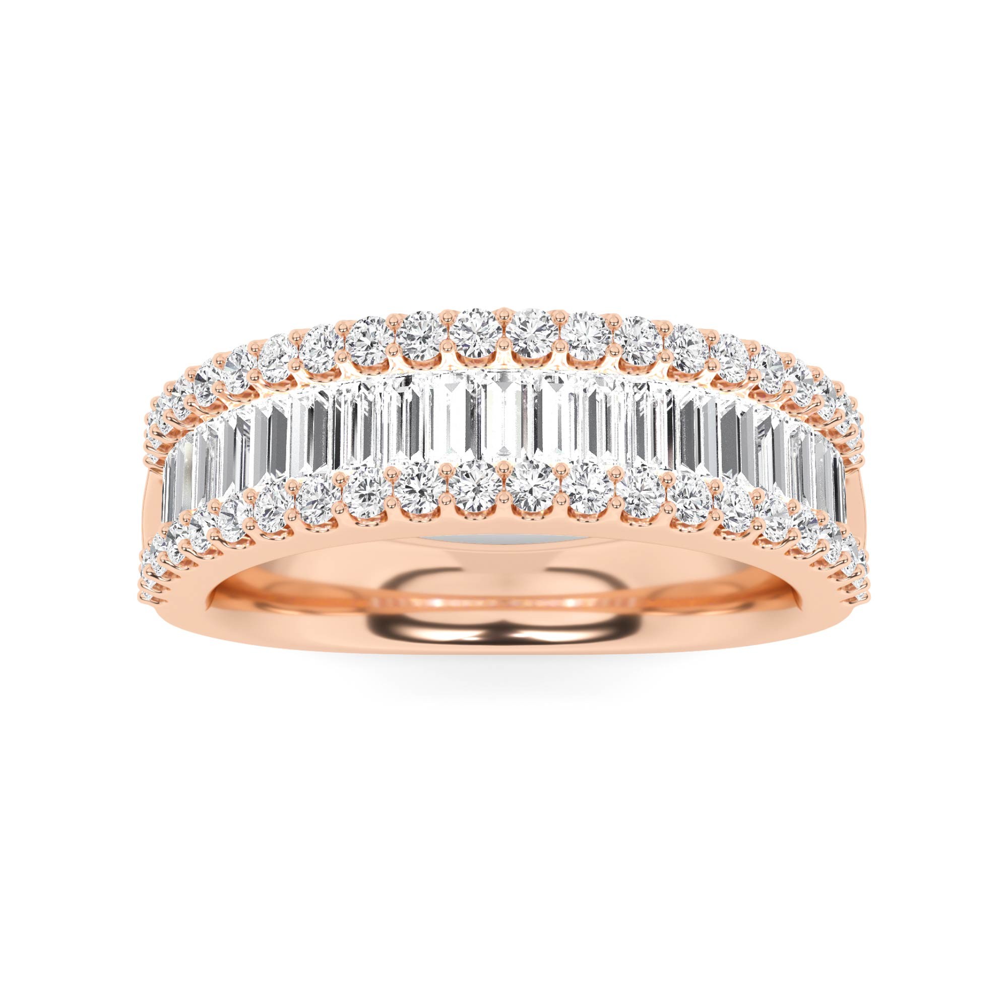 Enchanting Round And Baguette Diamond Half Eternity Ring