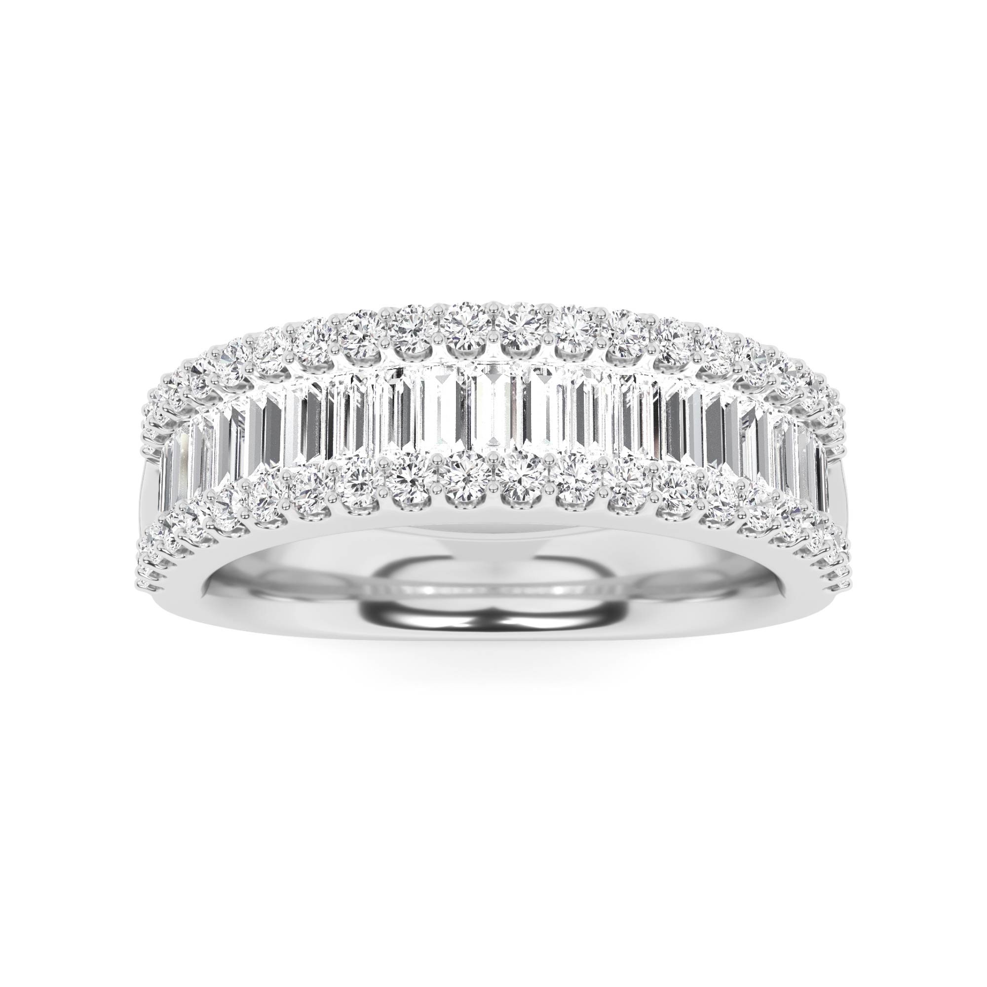 Enchanting Round And Baguette Diamond Half Eternity Ring