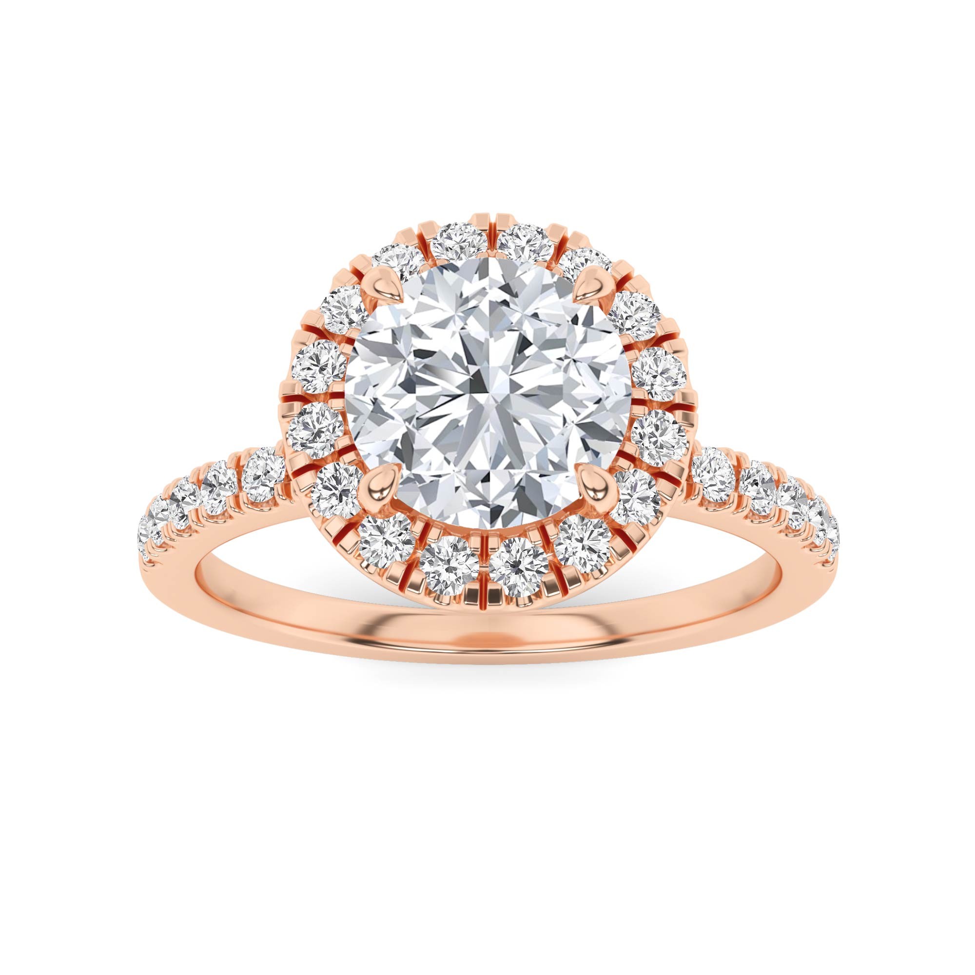 4 Prong High Set Halo Engagment Ring In 9K White Gold