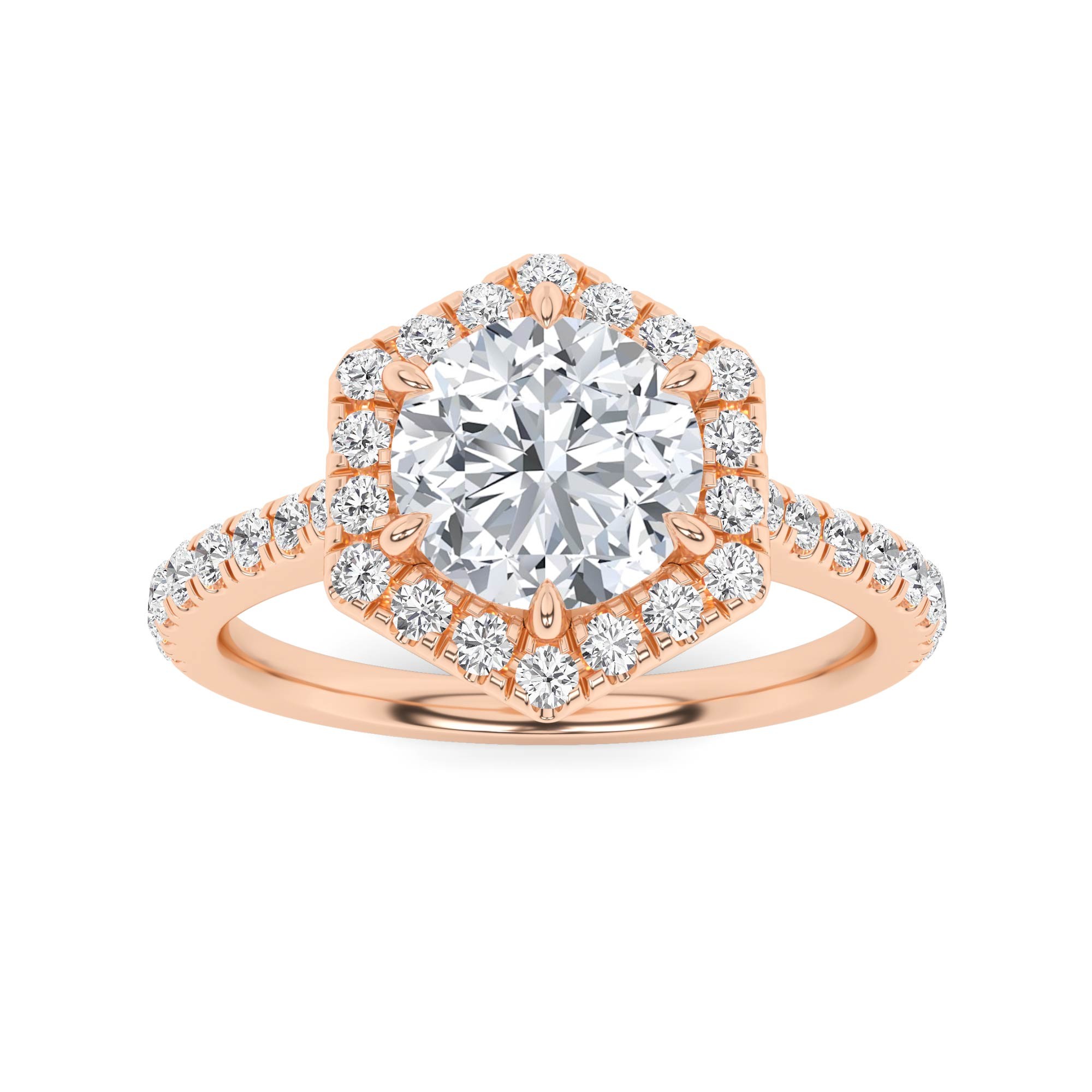 Classic Mid Set Round Cut Halo Engagment Ring In 9K Yellow Gold