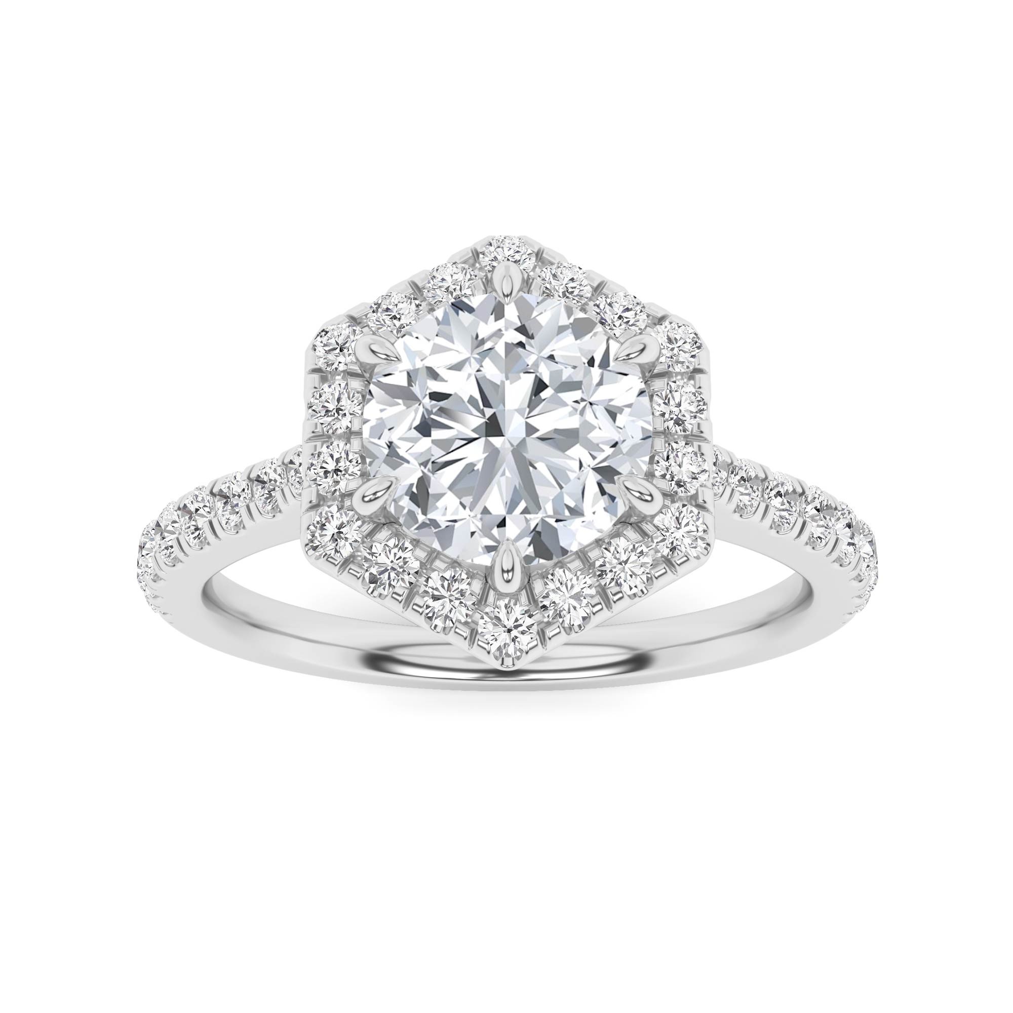 Classic Mid Set Round Cut Halo Engagment Ring In 9K Yellow Gold