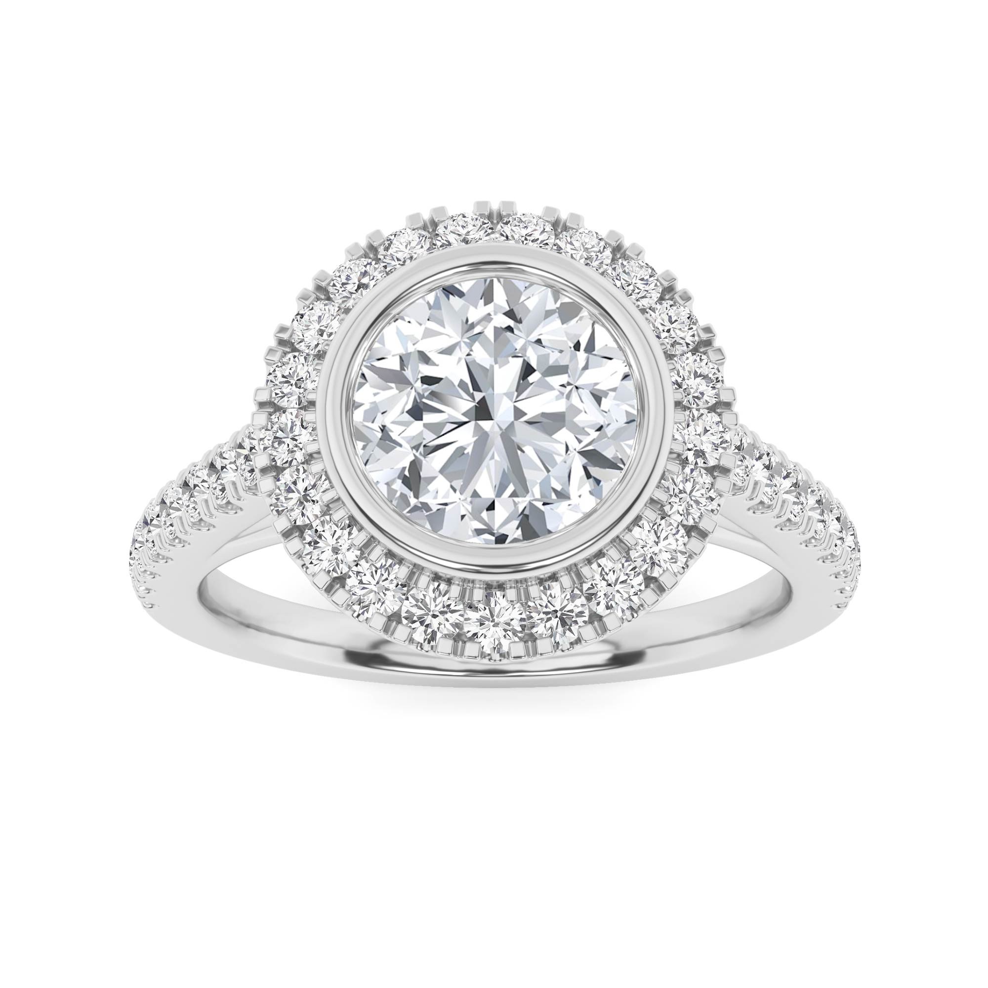 Unique Set Classic Halo Engagment Ring In 9K Rose Gold