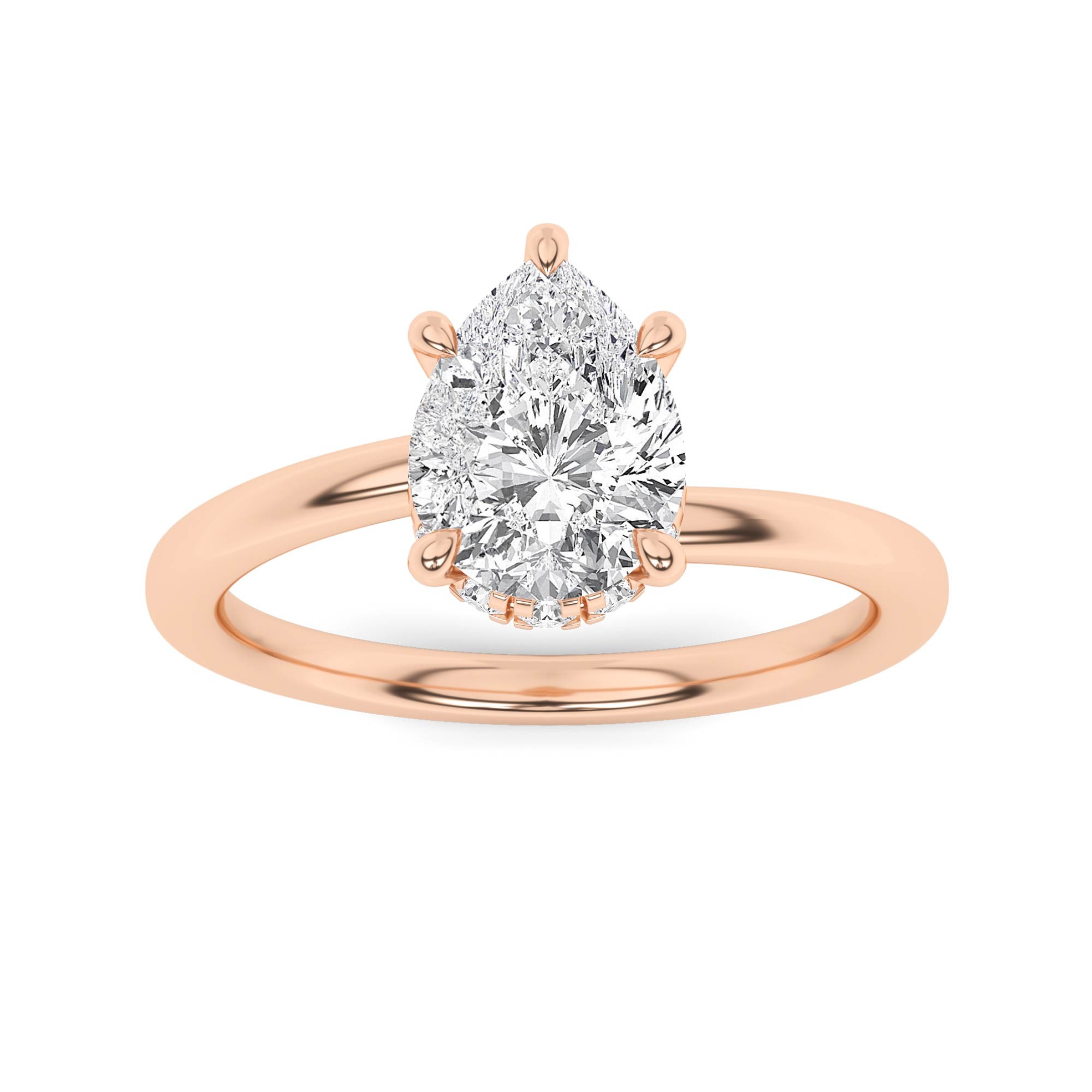 Forever Curve Set Halo Engagement Ring In 9K Yellow Gold