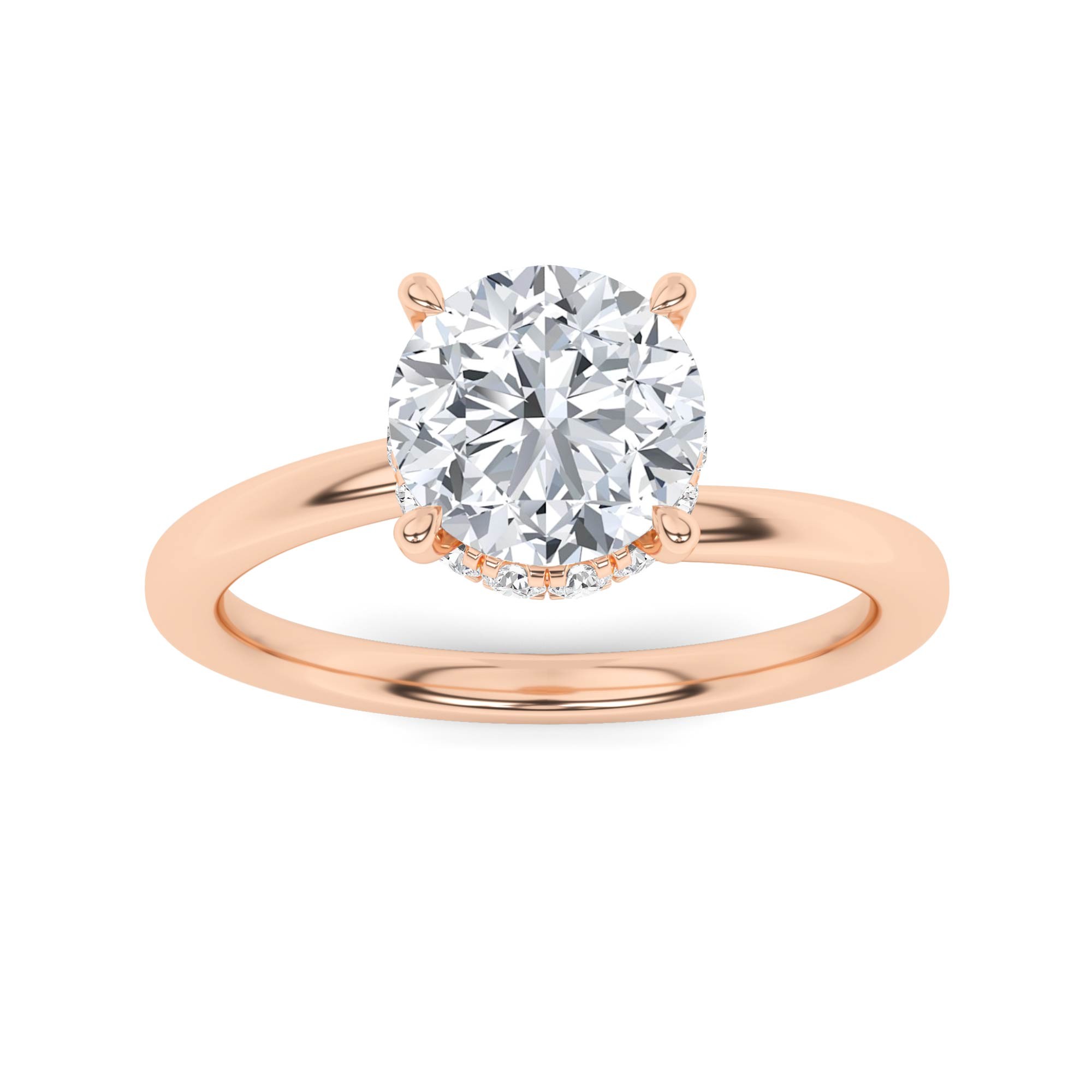 Forever Curve Set Halo Engagement Ring In 9K Rose Gold