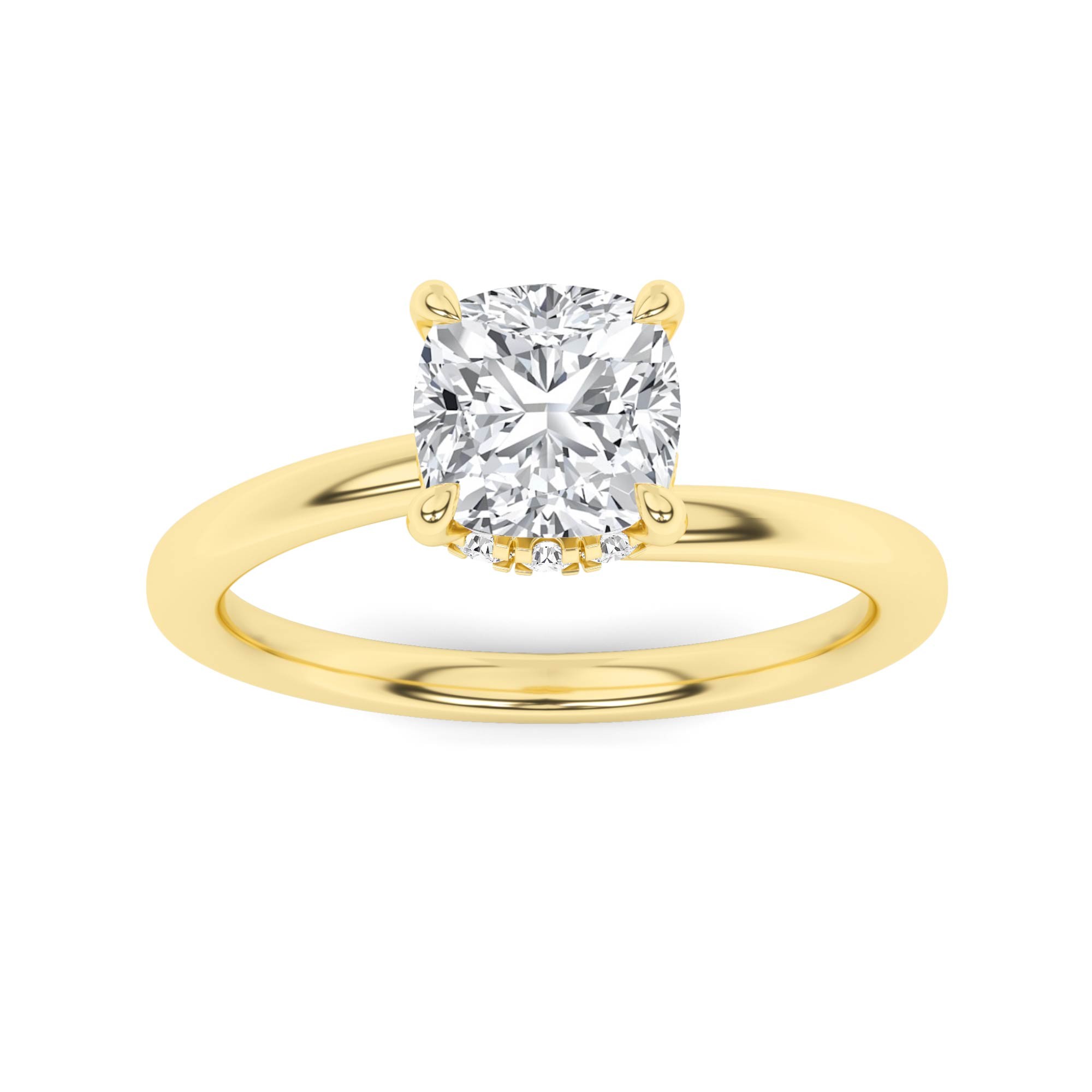 Forever Curve Set Halo Engagement Ring In 9K Yellow Gold
