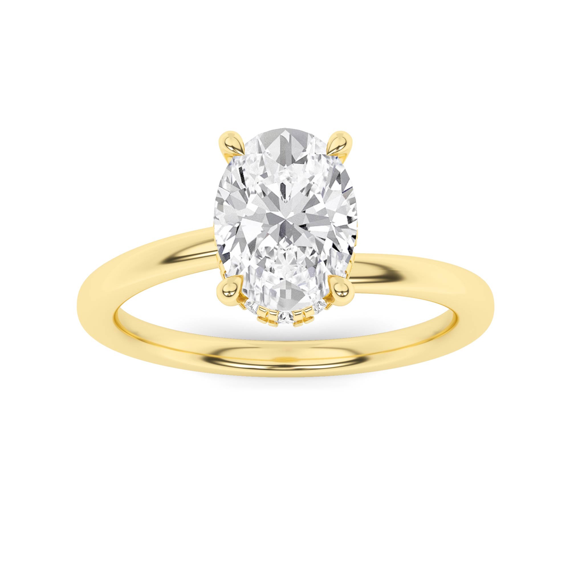 Forever Curve Set Halo Engagement Ring In 9K Yellow Gold