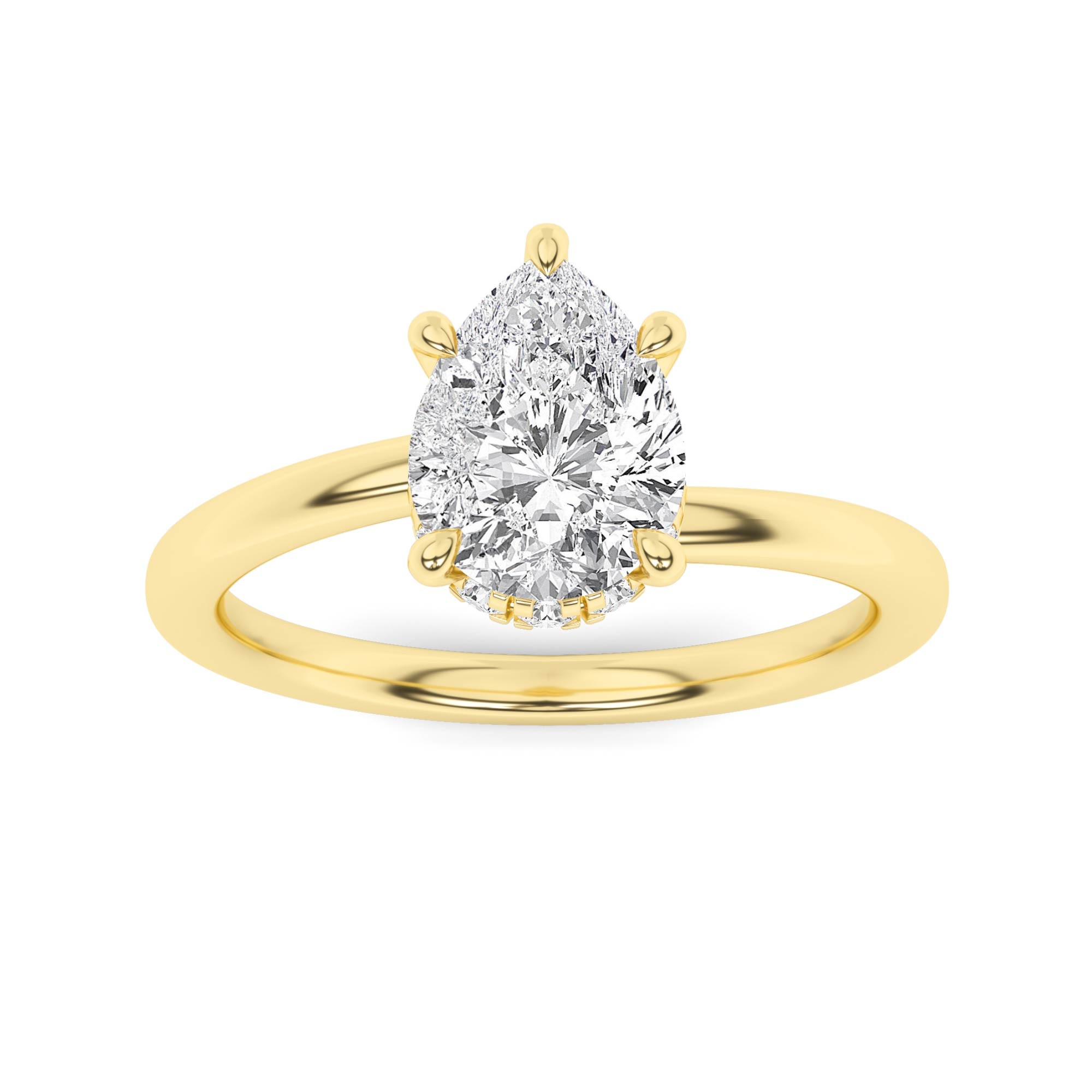 Forever Curve Set Halo Engagement Ring In 9K Yellow Gold
