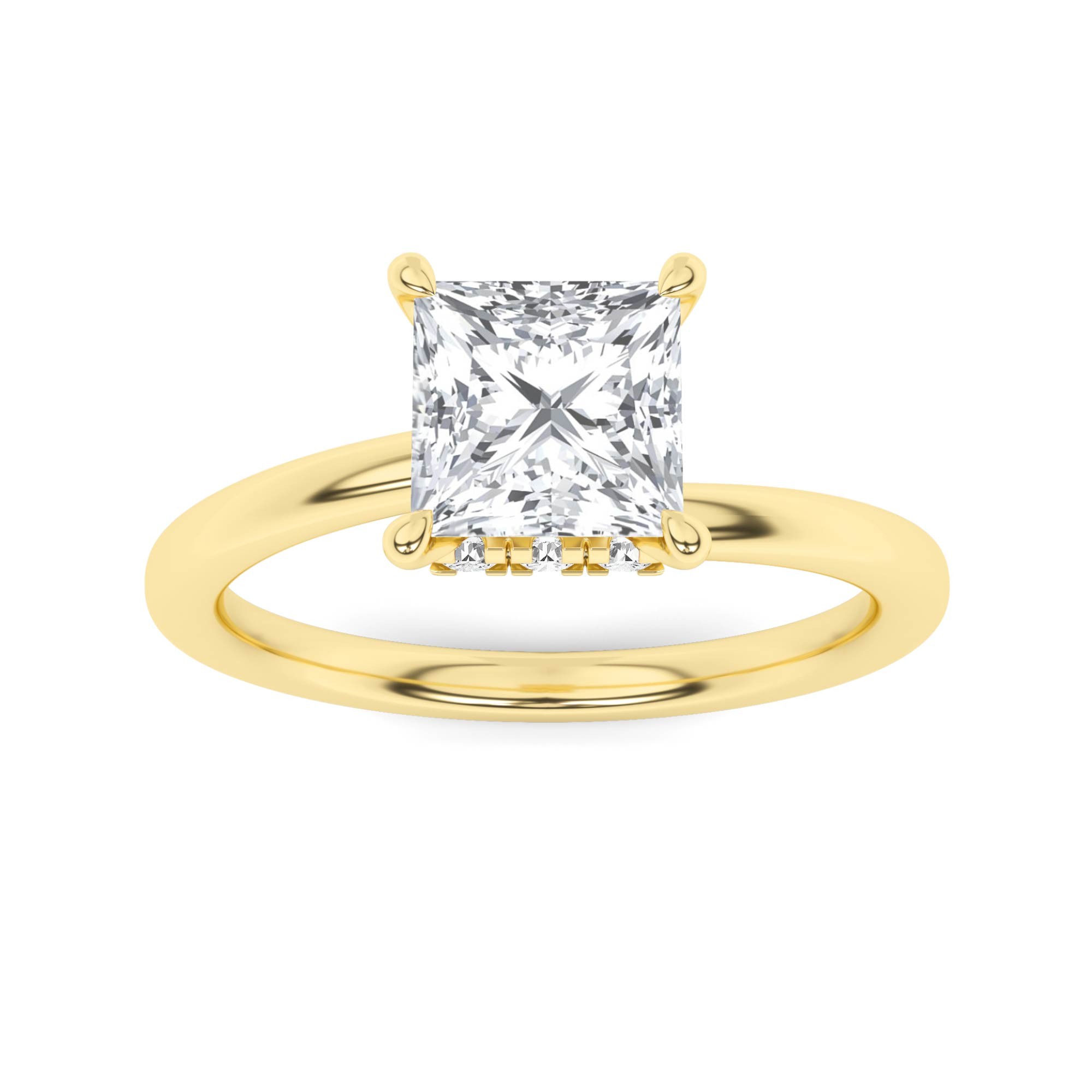Forever Curve Set Halo Engagement Ring In 9K Yellow Gold