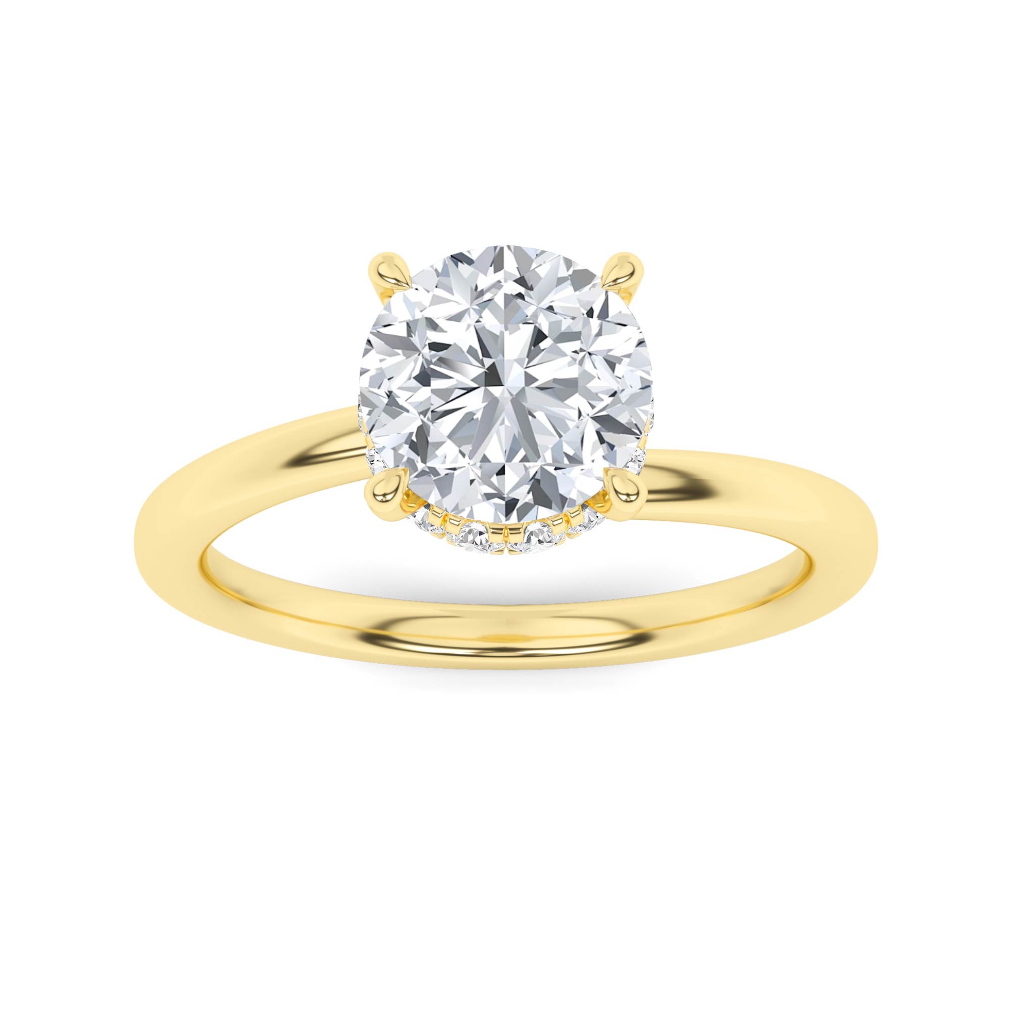 Forever Curve Set Halo Engagement Ring In 9K Yellow Gold