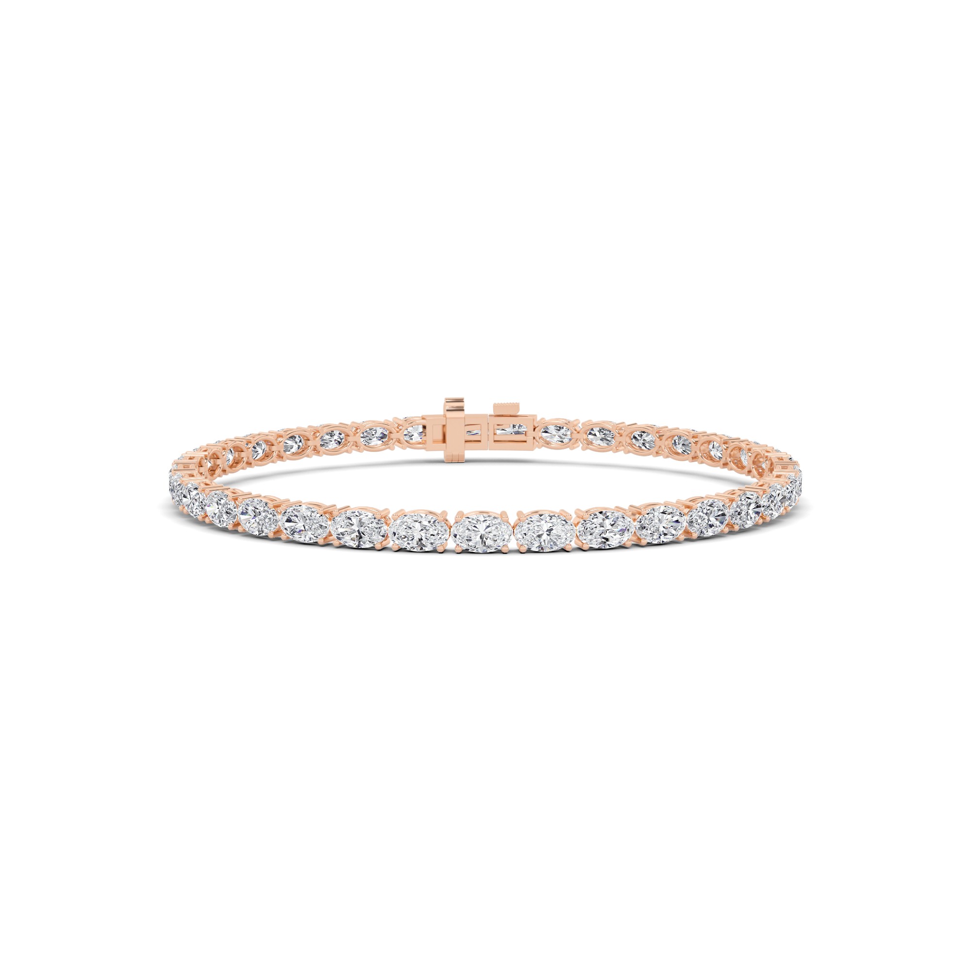 Classic 4 prong Oval Cut Diamond Tennis Bracelet In 9K White Gold