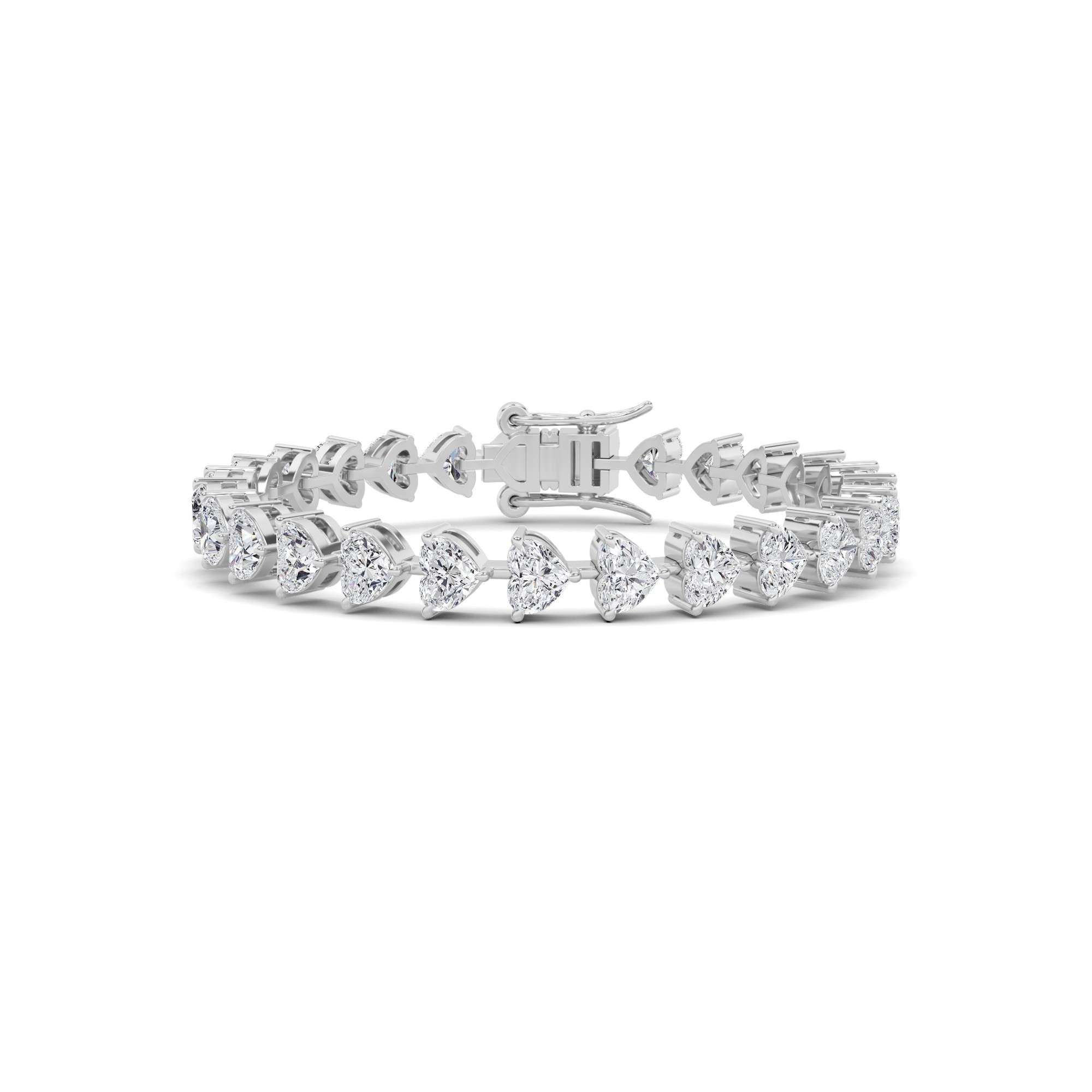 Elegance Prong Set Heart Cut Dimaond Tennis Bracelet In 9K White Gold