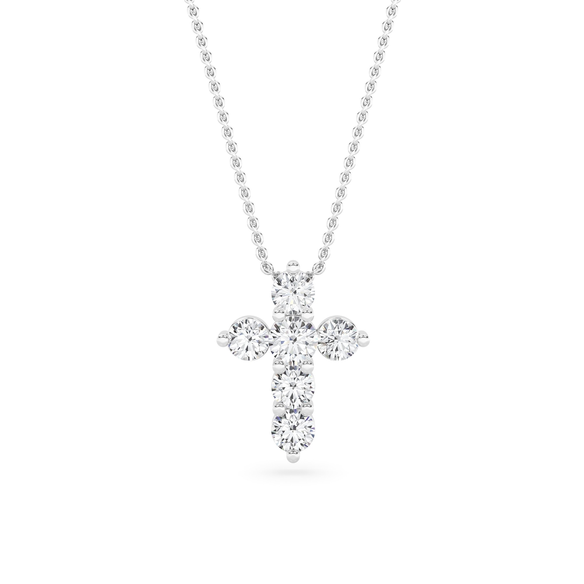 Small Cross Diamond Pendant In 9K Rose Gold