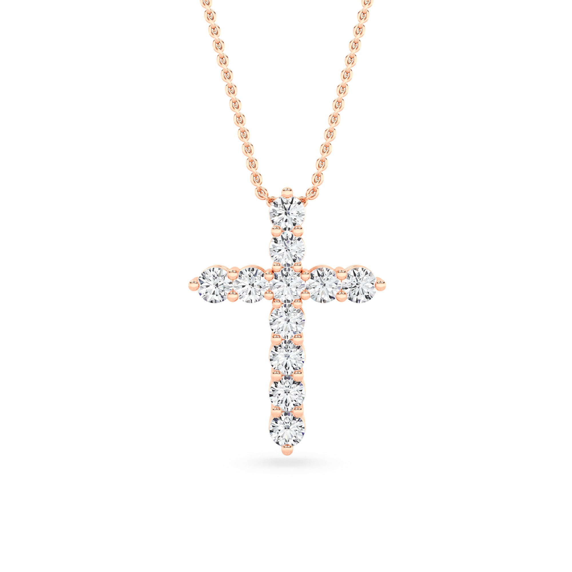 Holy Cross Diamond Pendant Necklace In 9K White Gold