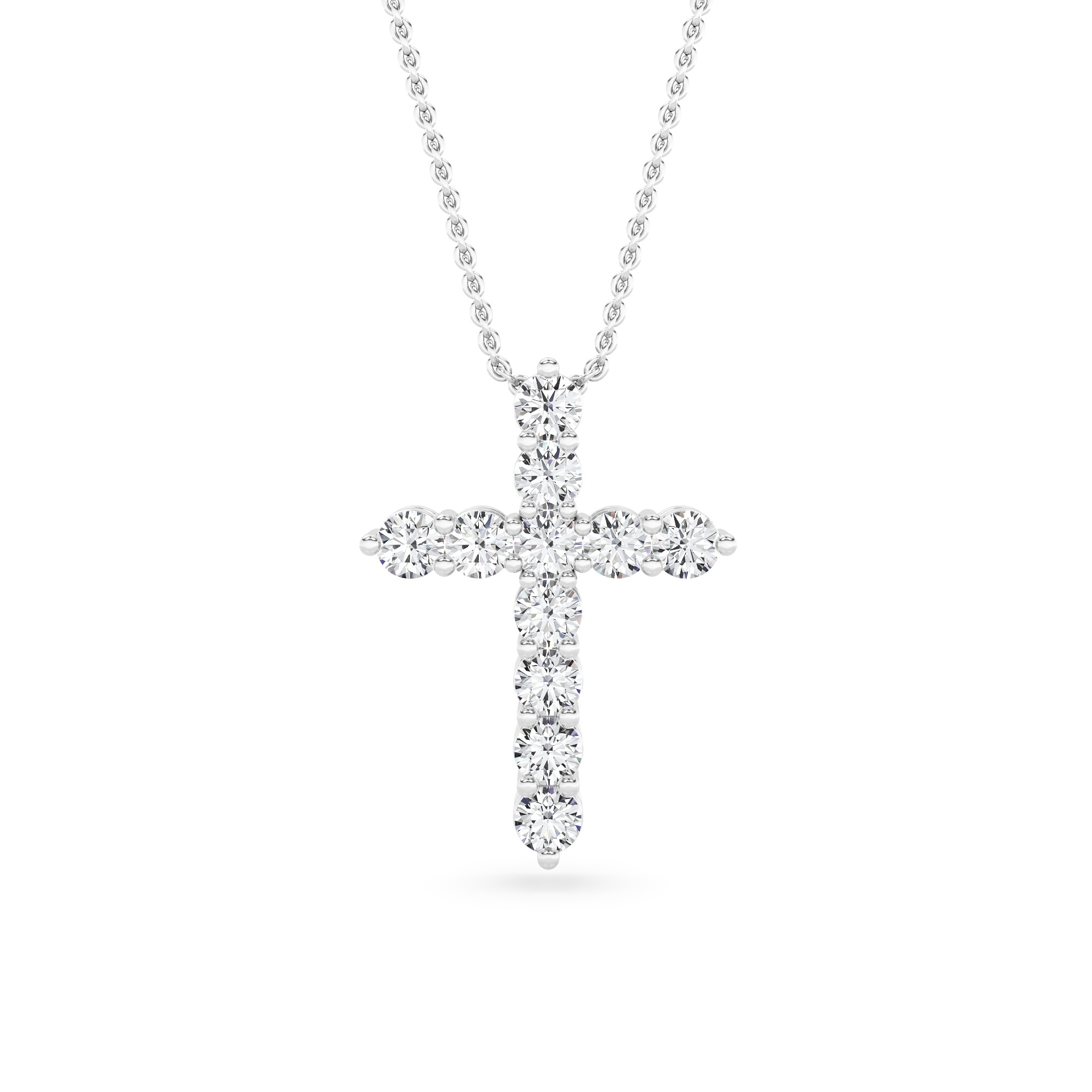 Holy Cross Diamond Pendant Necklace In 9K White Gold