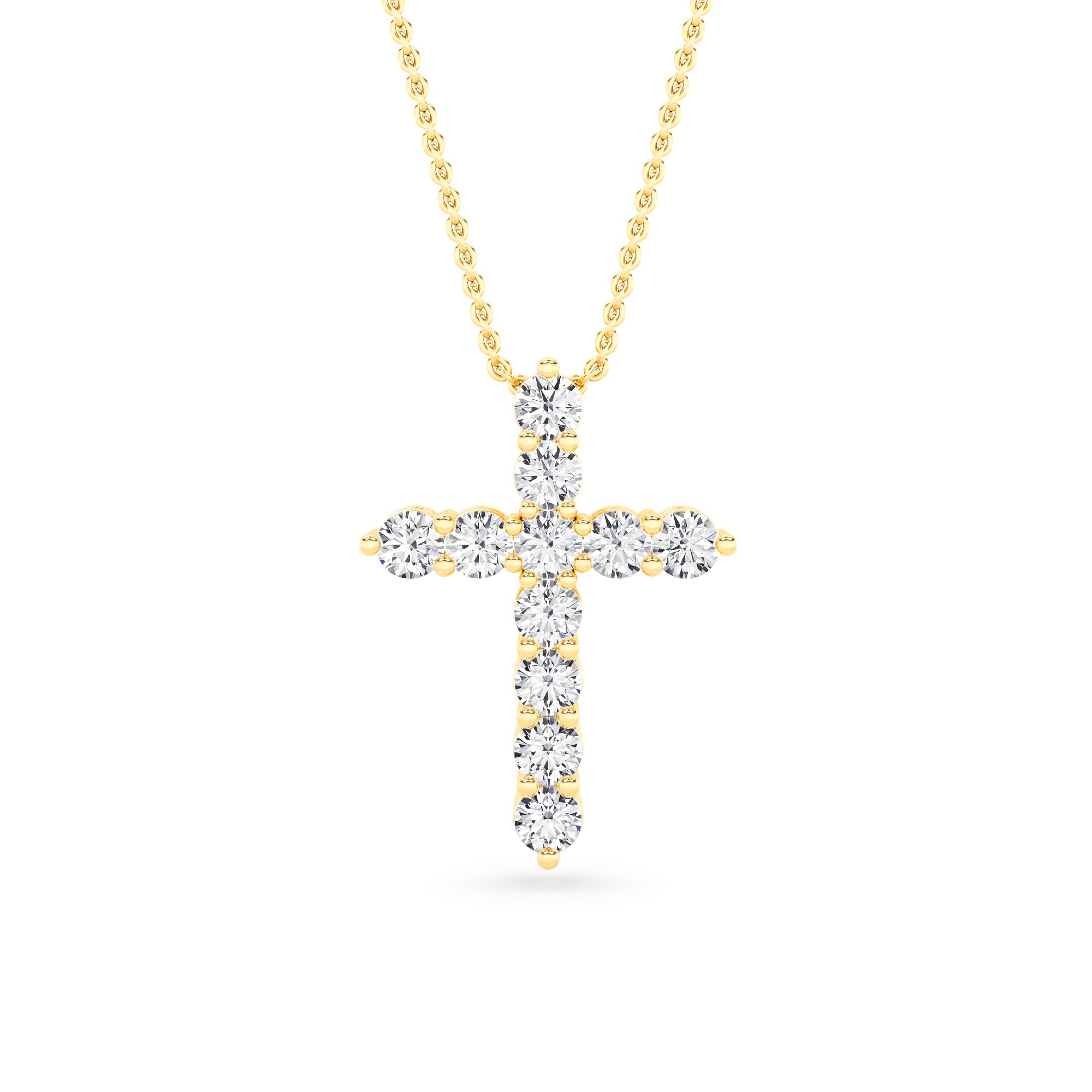 Holy Cross Diamond Pendant Necklace In 9K White Gold