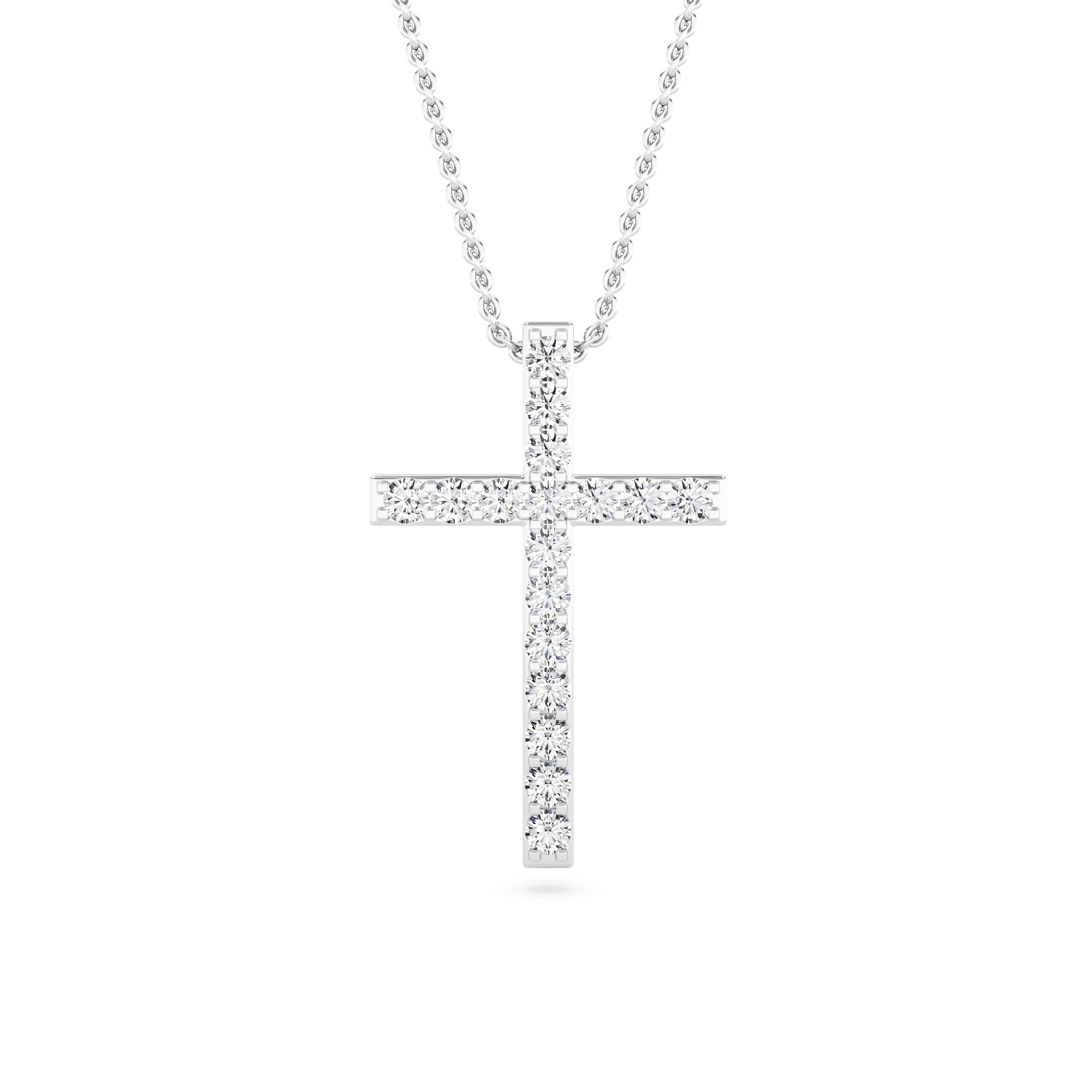 Pave Set Cross Diamond Pendant In 9K Rose Gold
