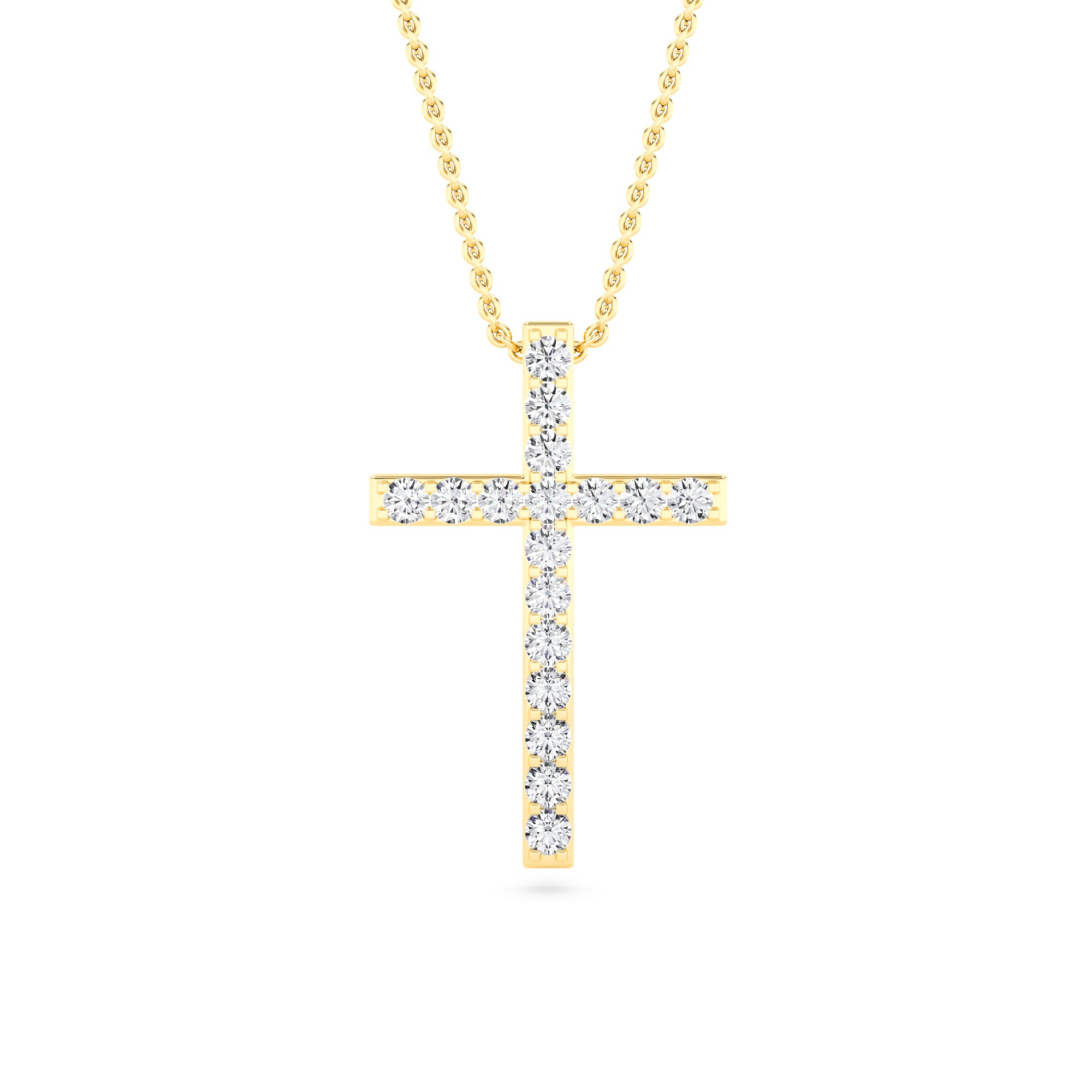 Pave Set Cross Diamond Pendant In 9K Rose Gold