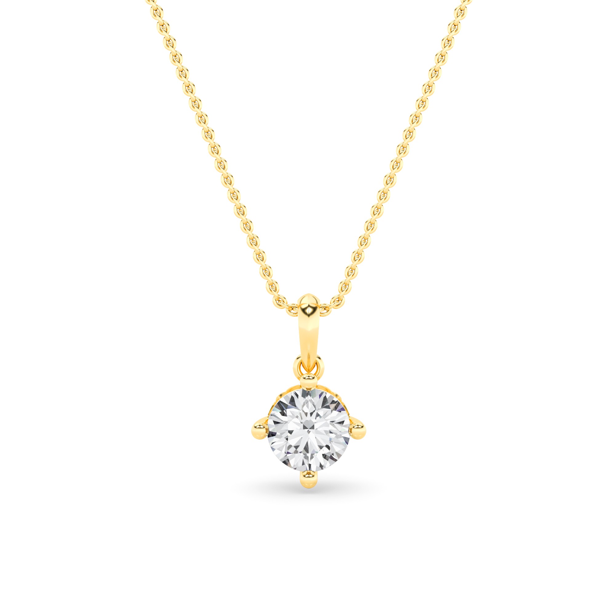 0.75ct VVS1-D Round Cut Solitaire Diamond Pendant In 18K Yellow Gold with 18" Chain