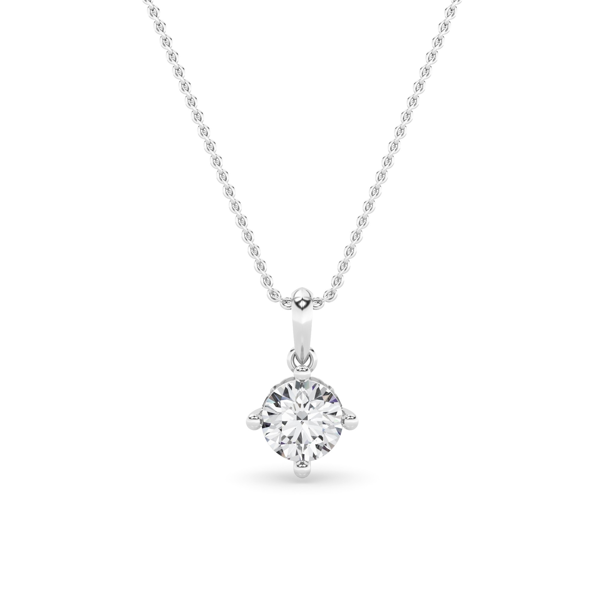 1.00ct VVS1-D Round Cut Solitaire Diamond Pendant In 18K White Gold with 18" Chain