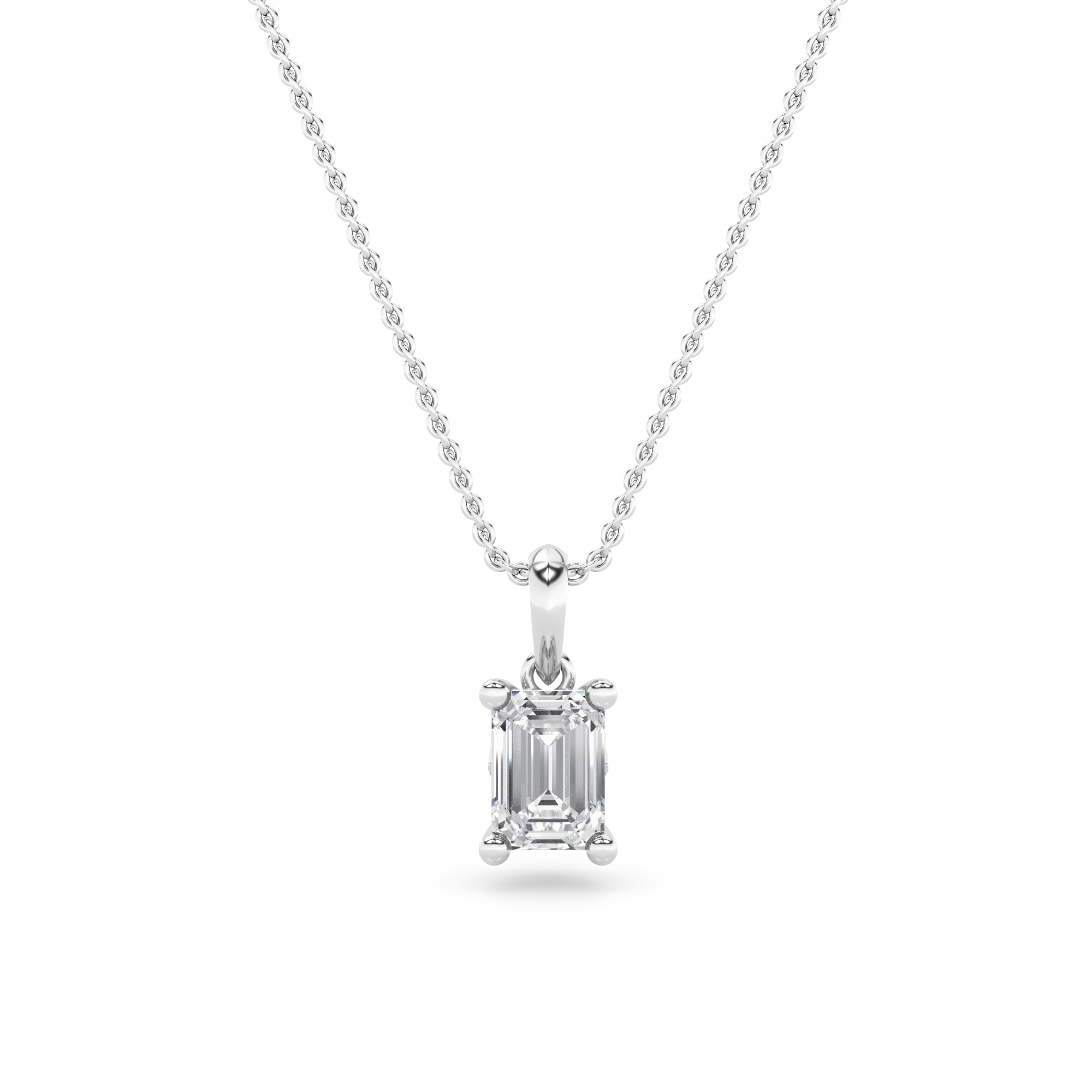 4 Prong Single Stone Delicate Pendant In 9K White Gold