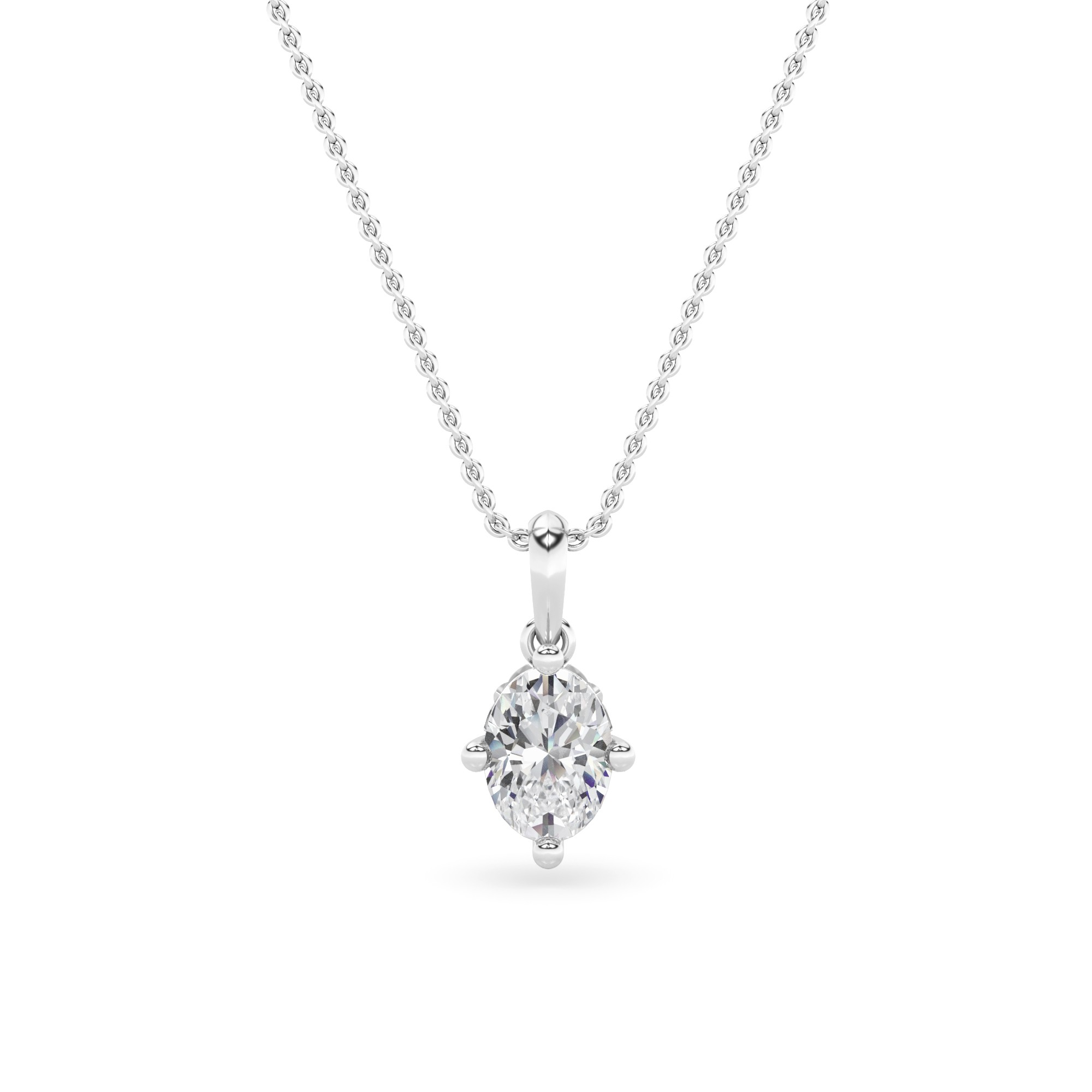 4 Prong Single Stone Delicate Pendant In 9K White Gold