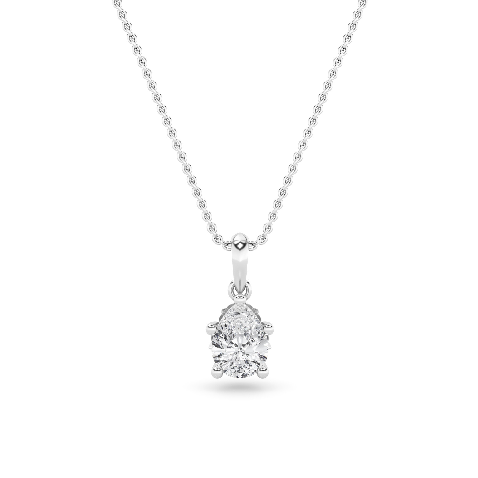 4 Prong Single Stone Delicate Pendant In 9K White Gold