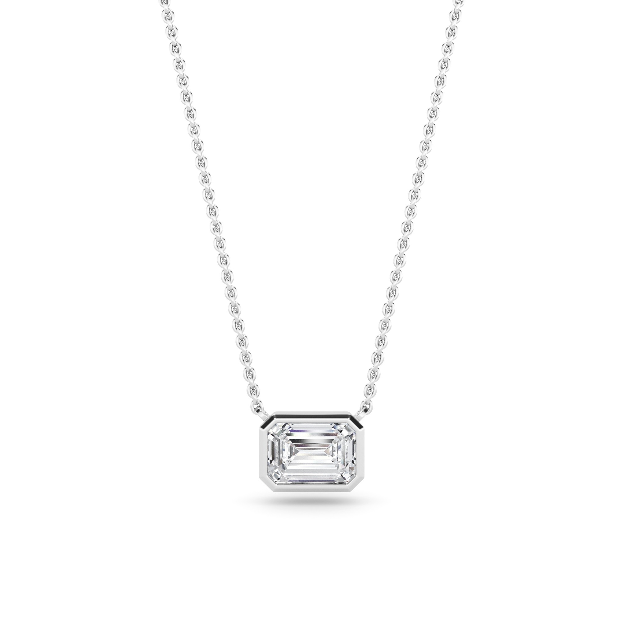 Minimalist Bezel Set Delicate Pendant In 9K White Gold