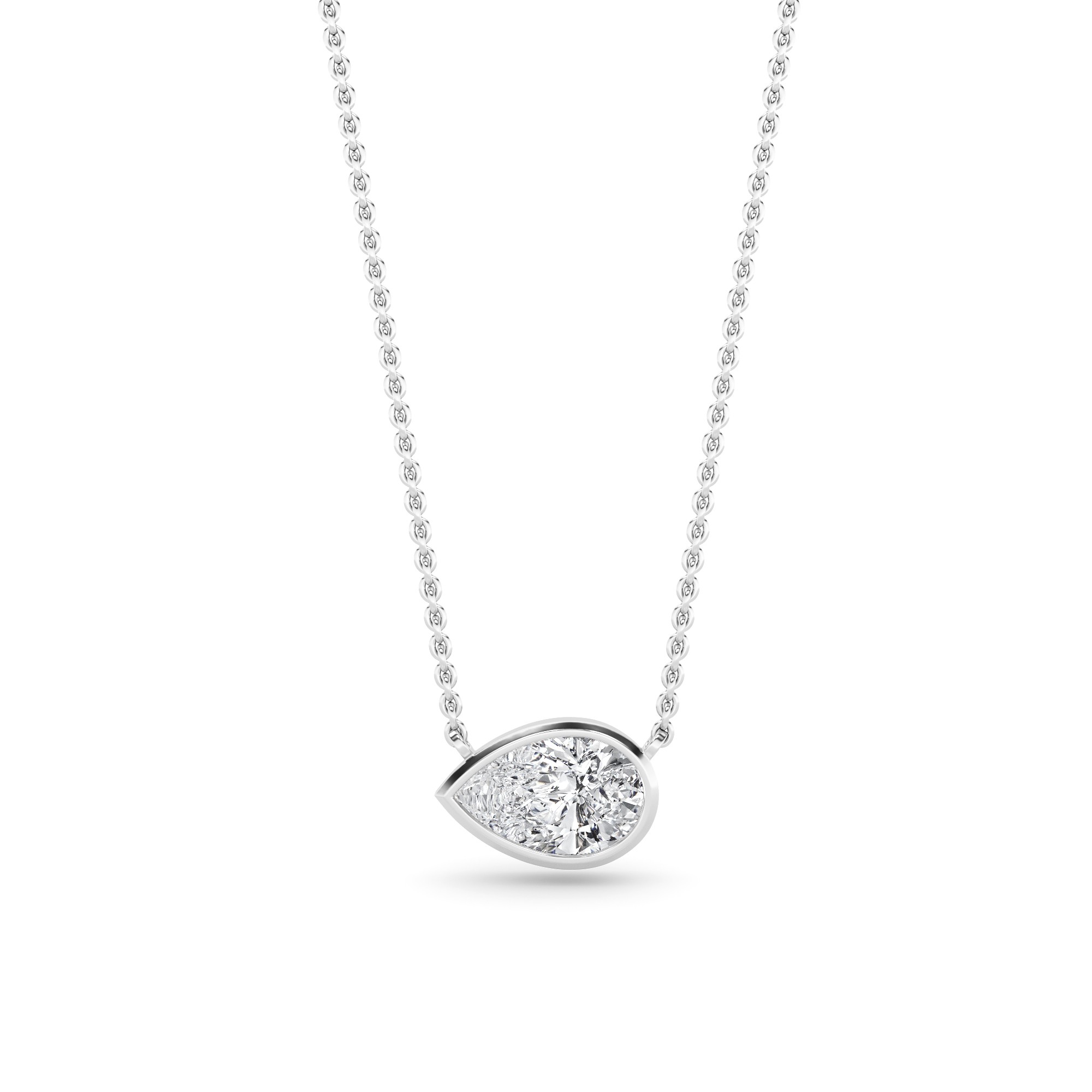 Minimalist Bezel Set Delicate Pendant In 9K White Gold