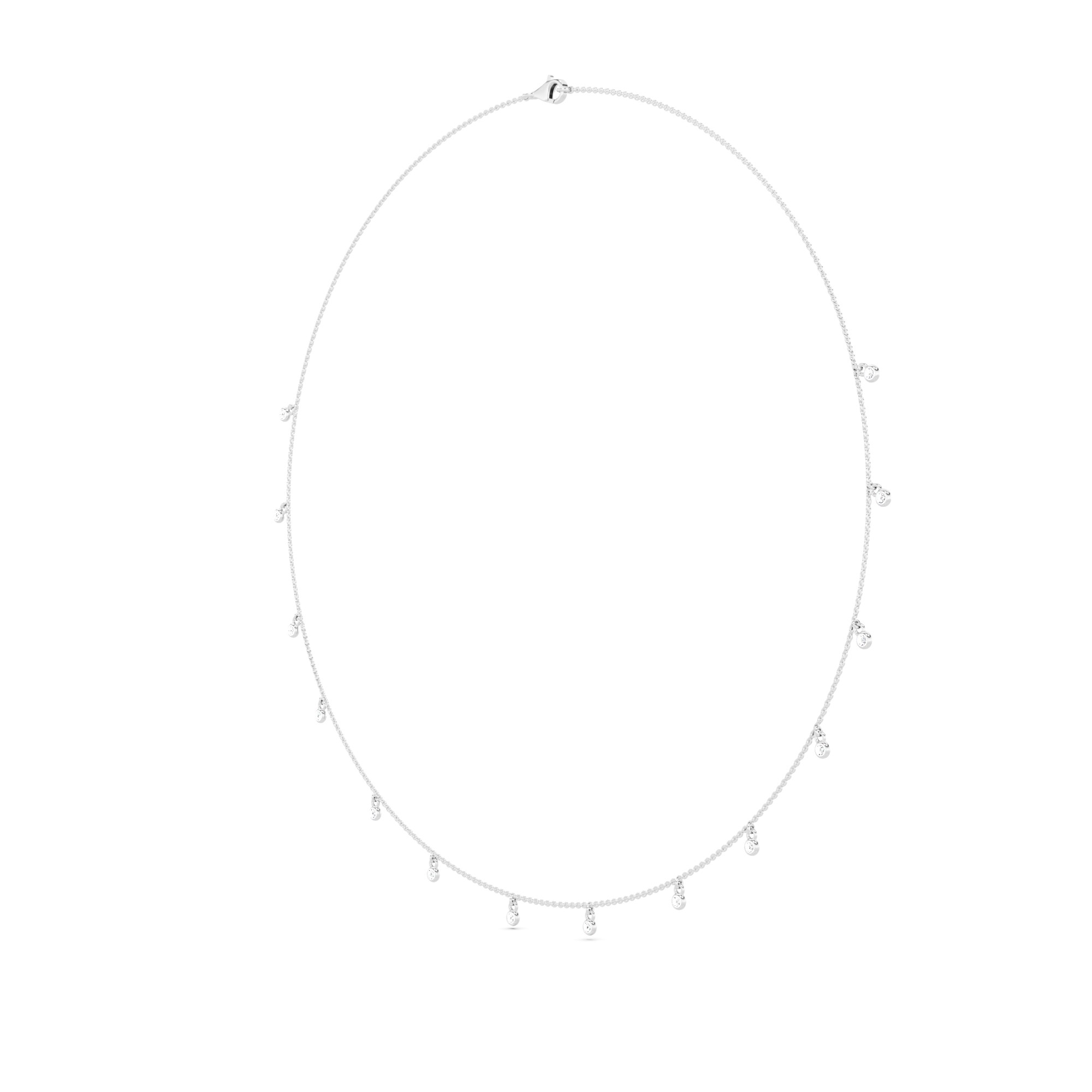 Shimmer Cluster Bezel Set Round Cut Diamond Necklaces In 9K White Gold